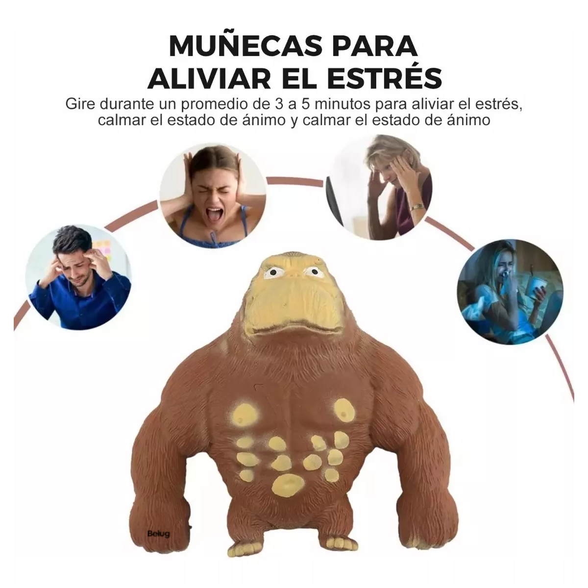 Foto 5 pulgar | Juguetes Antiestrés, Gorila Suave Estirable, Mediano, 600 G Cafe