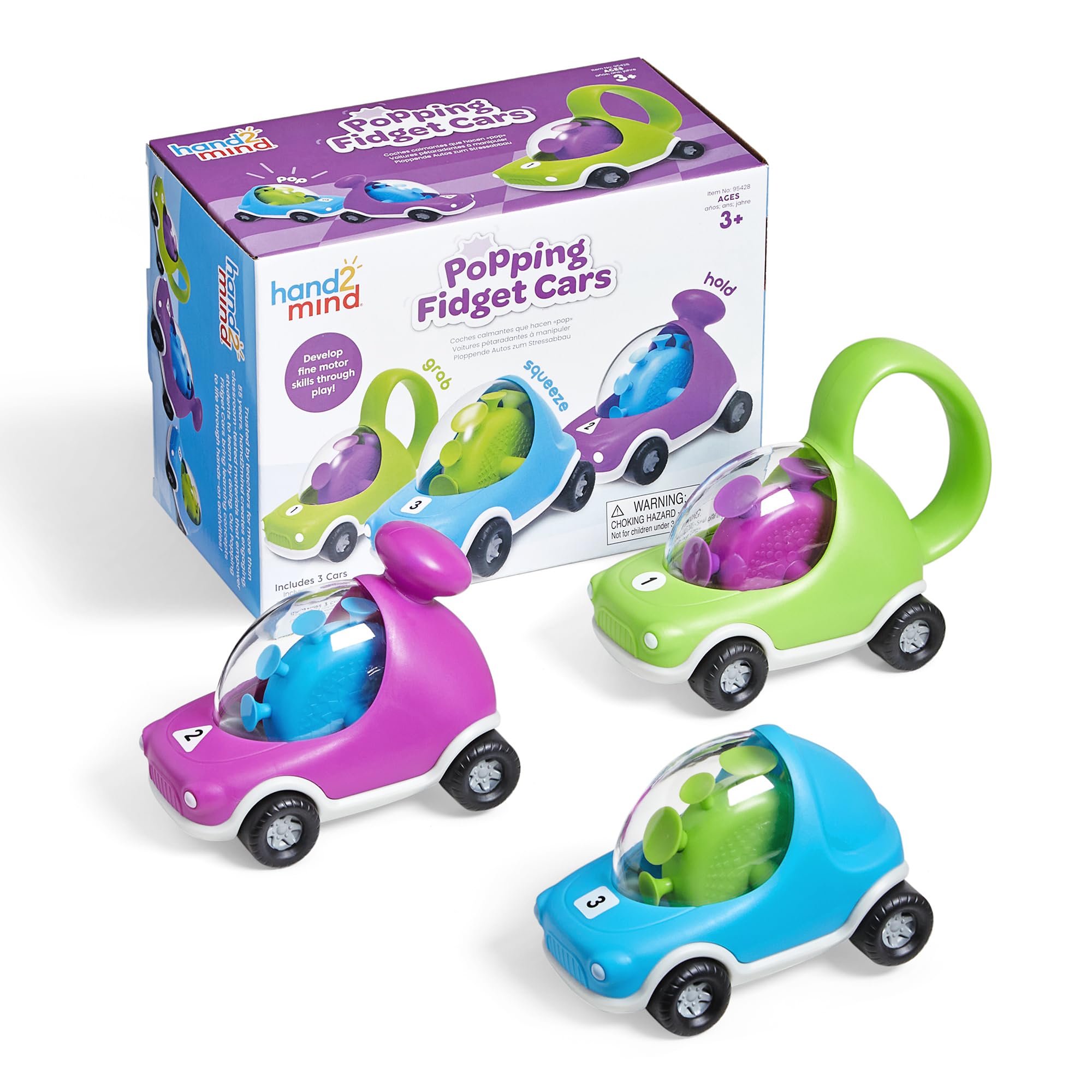 Coches De Juguete Popping Fidget Cars Hand2mind Para Niños Pequeños (juego De 3) - Venta Internacional.