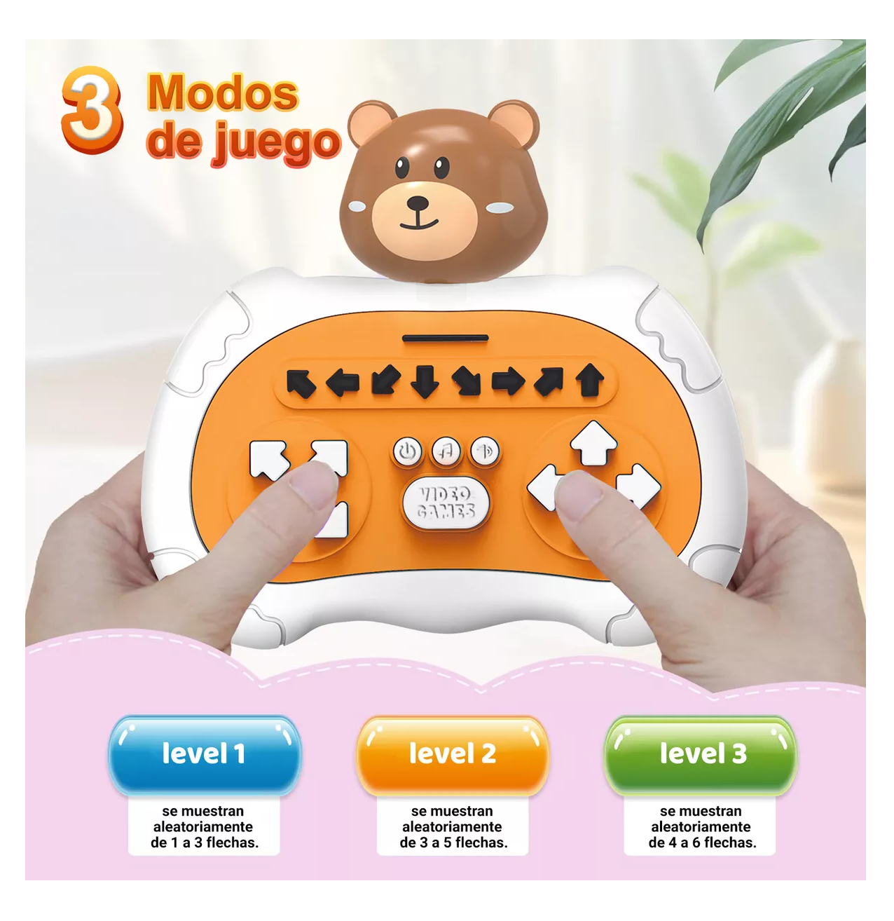 Foto 6 pulgar | Consola de Juegos Pop It Animal Dorado Oscuro Diseño de Oso