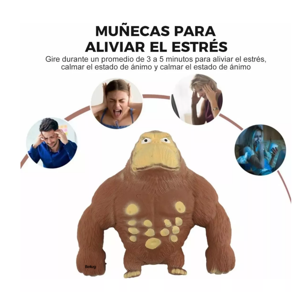 Foto 5 pulgar | Juguetes Antiestrés, Gorila Suave Estirable, Mediano, 600 G Café Belug