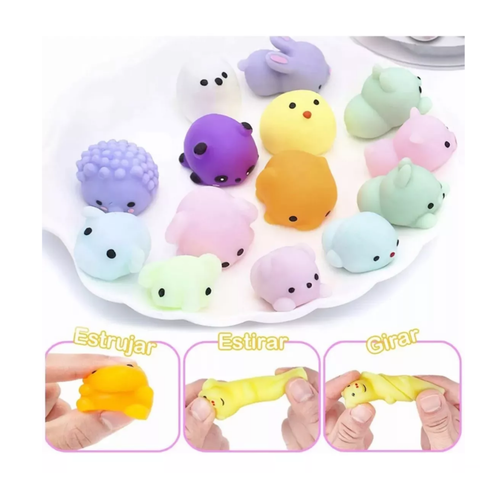 Foto 3 pulgar | Juguete Escuichi Squishy Barato Kawaii Antiestres Mochi 64 Pzs Belug Colores