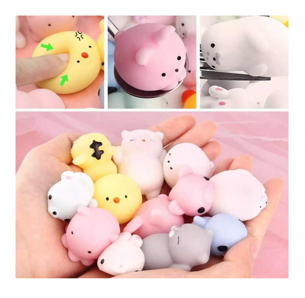 Foto 6 pulgar | Juguete Escuichi Squishy Barato Kawaii Antiestres Mochi 64 Pzs Belug Colores