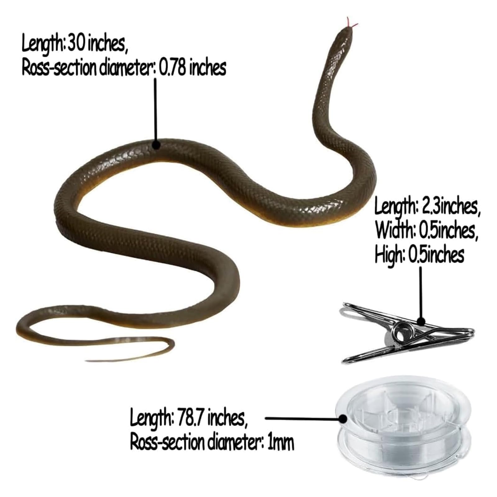 Foto 5 pulgar | Bromas de Serpiente con Clip 75 cm - Venta Internacional