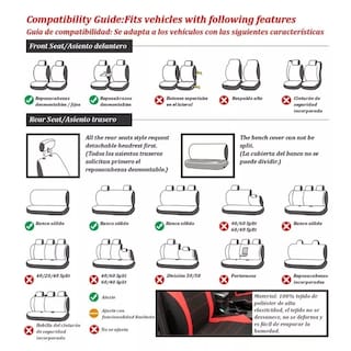 Foto 7 | Juego de Fundas de Asiento de Coche para 5 Asientos 9 Piezas Fnbrli