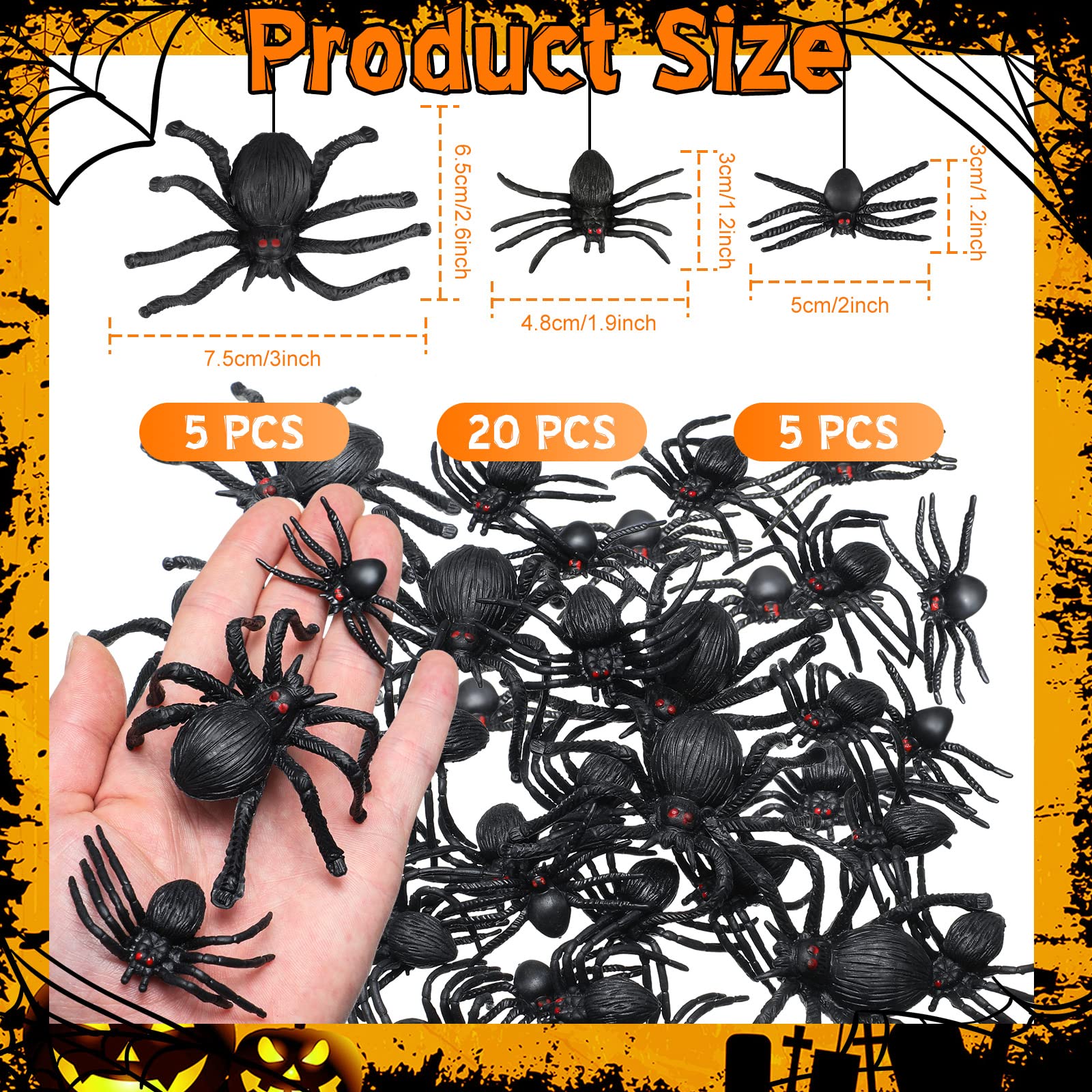 Foto 4 pulgar | Spider Skylety Realistic De Plástico Para Halloween, 30 Unidades (tamaños Variados) - Venta Internacional.