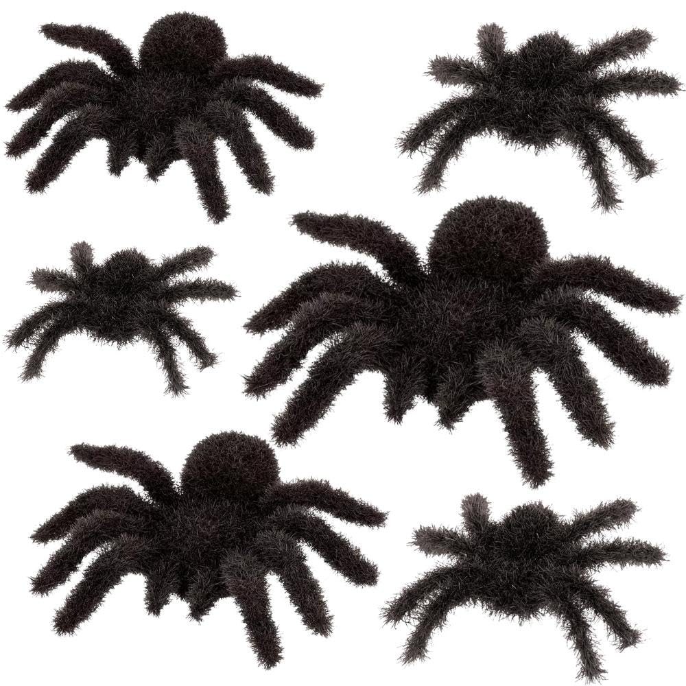 Foto 2 pulgar | Amscan, Diseño De Araña Borrosa De Plástico Para Decoración De Halloween, Paquete De 6 - Venta Internacional.