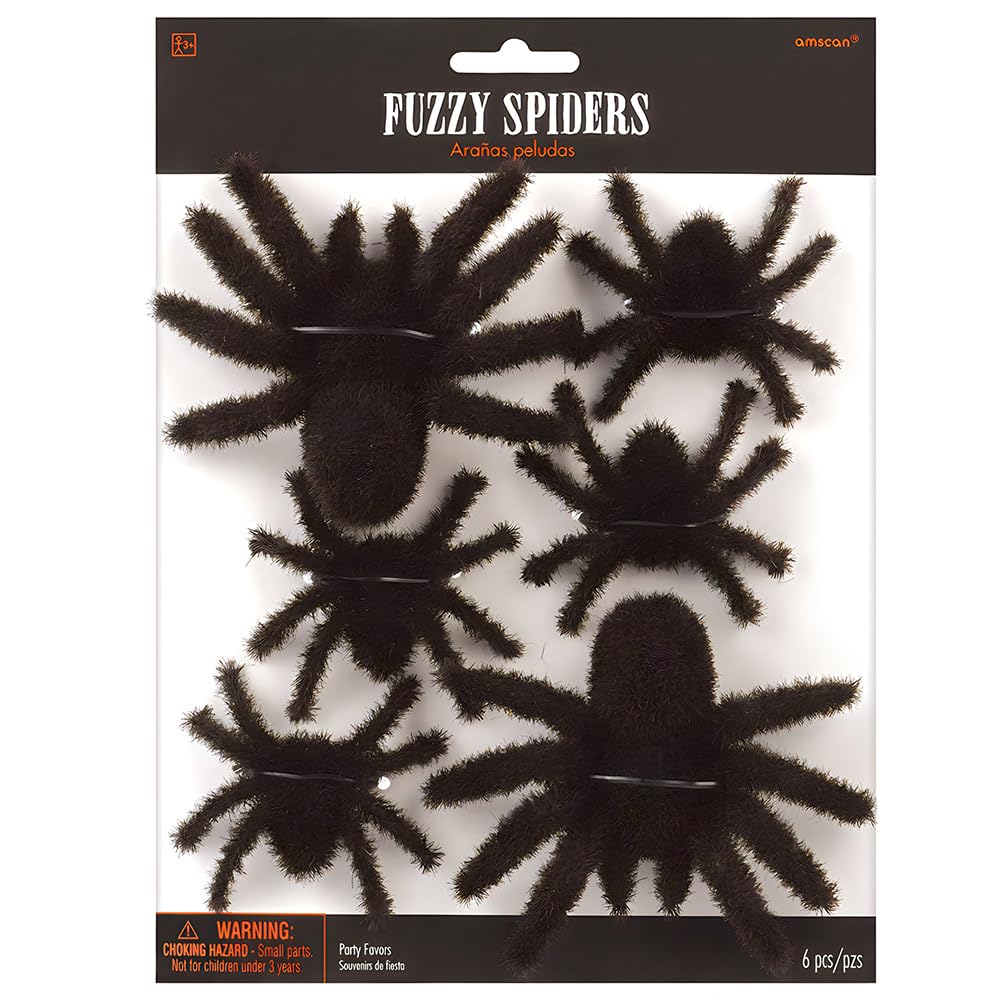 Foto 4 pulgar | Amscan, Diseño De Araña Borrosa De Plástico Para Decoración De Halloween, Paquete De 6 - Venta Internacional.