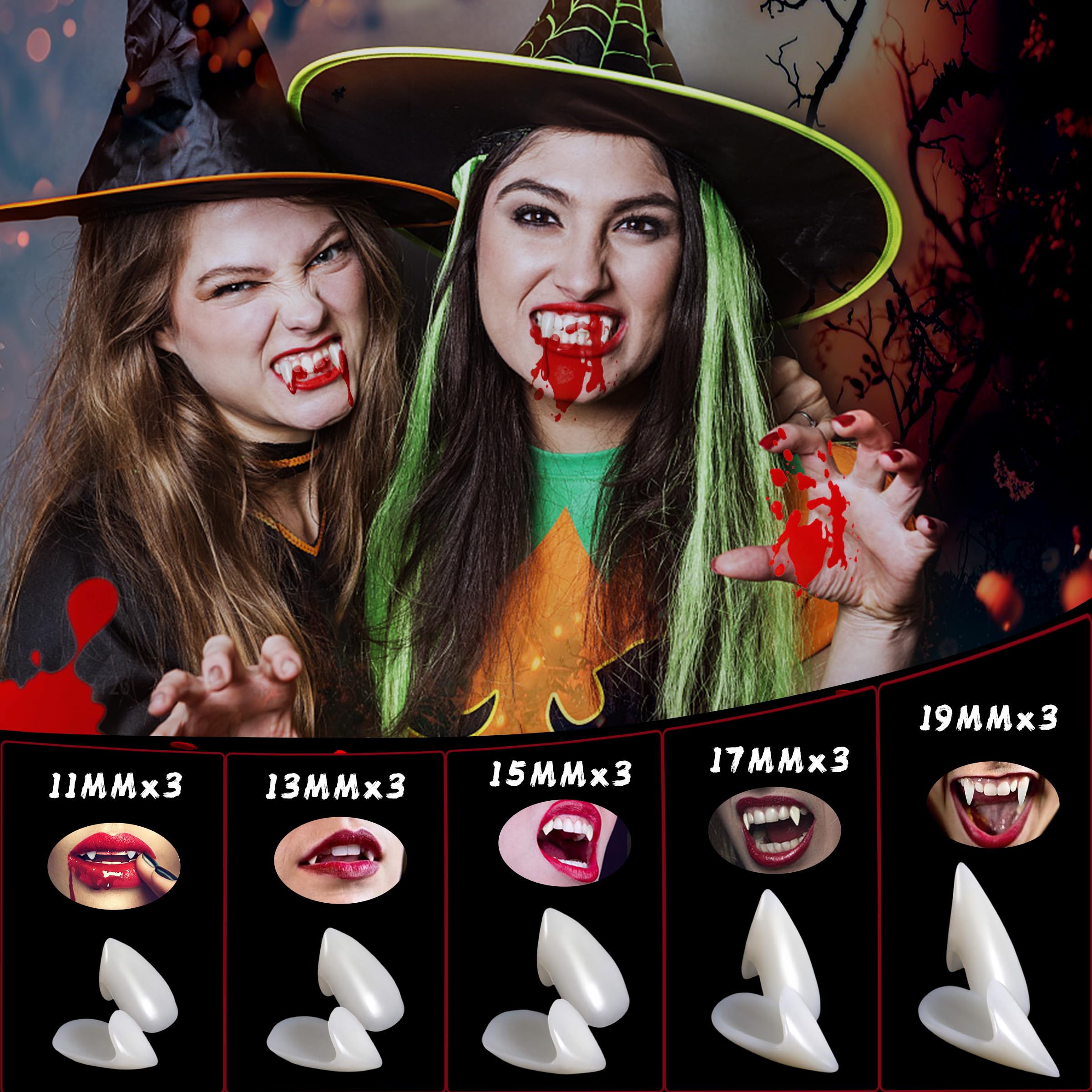 Foto 4 pulgar | Dientes De Vampiro Ewpjdk, 5 Tamaños, 15 Pares, Halloween - Venta Internacional.