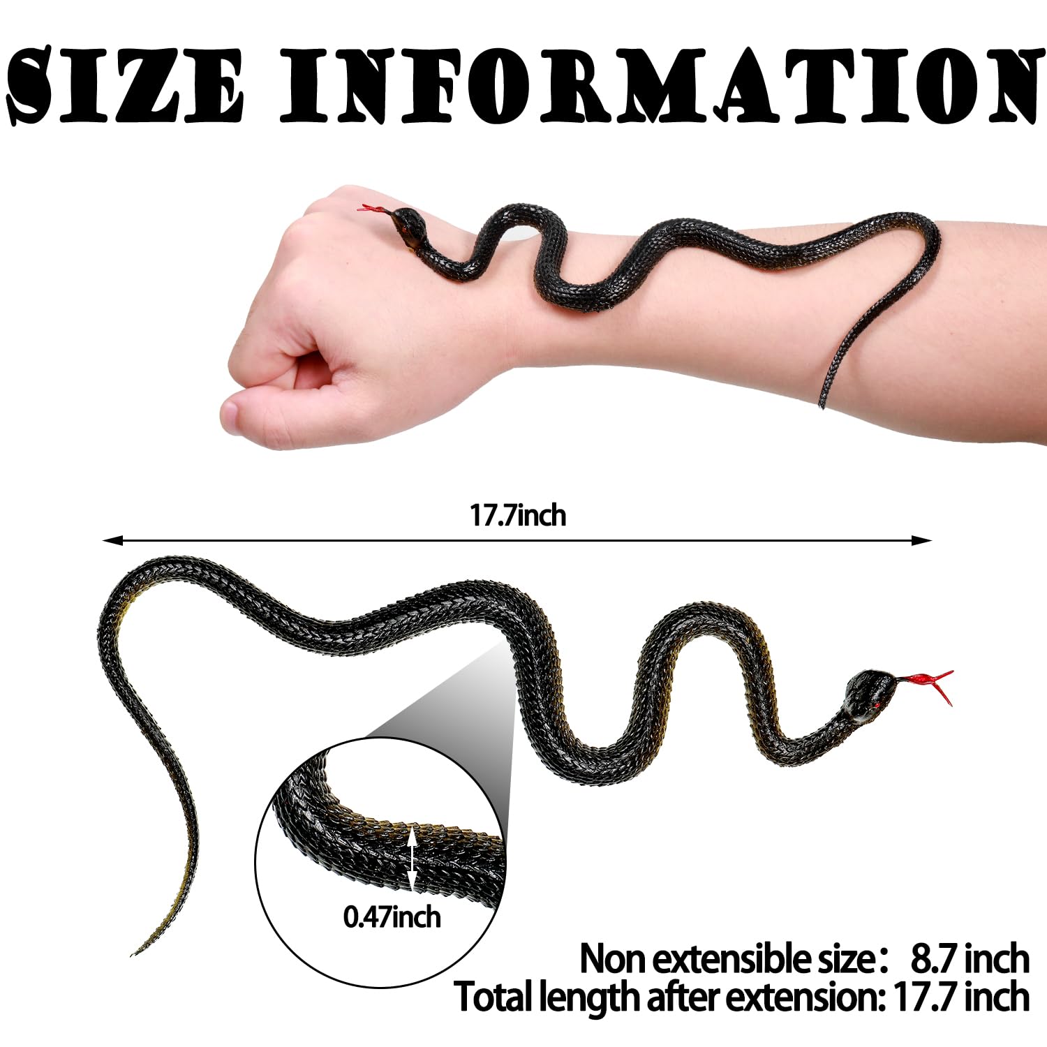 Foto 3 pulgar | Rubber Snakes Skylety Realistic 45 Cm Para Bromas De Jardín X15 - Venta Internacional.