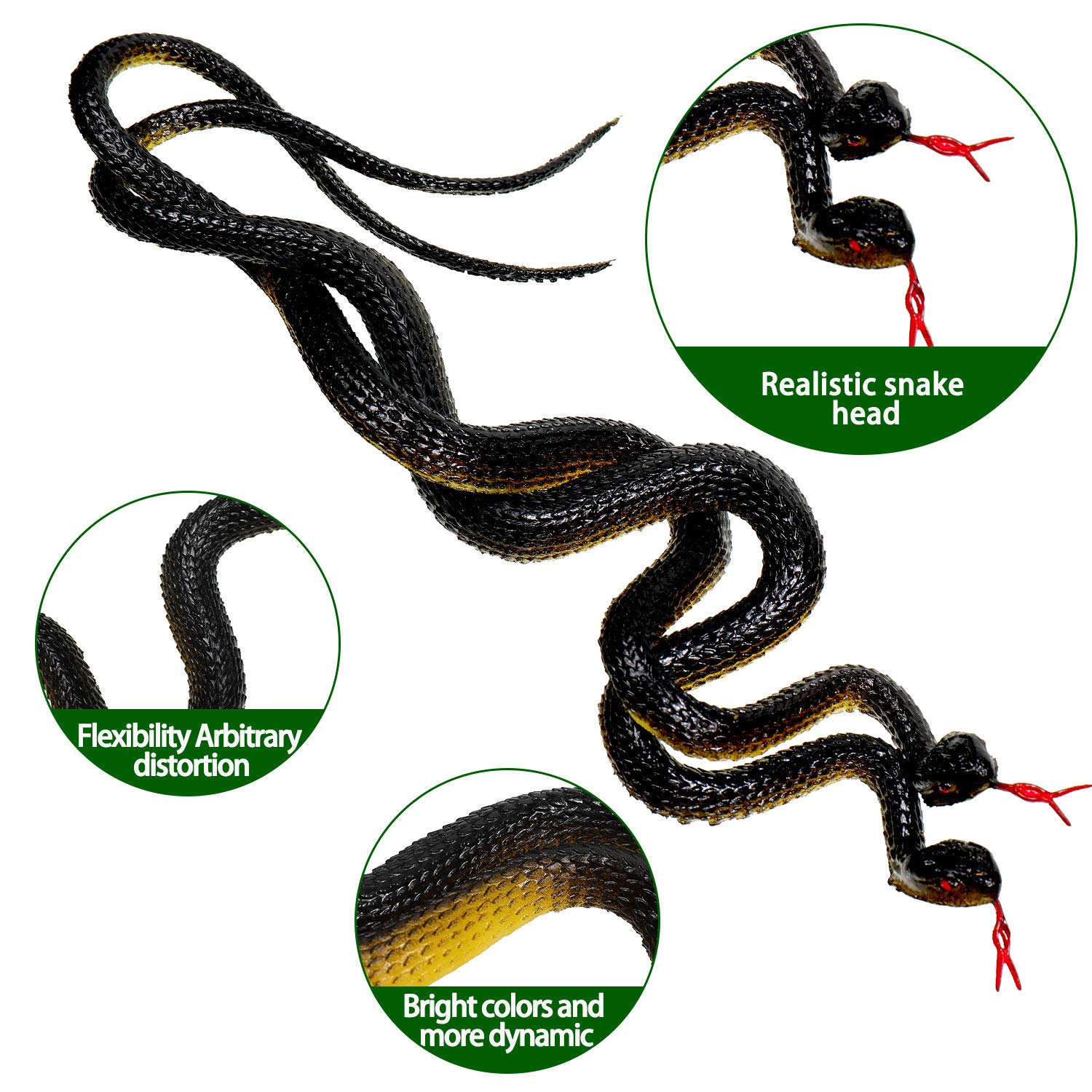 Foto 4 pulgar | Rubber Snakes Skylety Realistic 45 Cm Para Bromas De Jardín X15 - Venta Internacional.