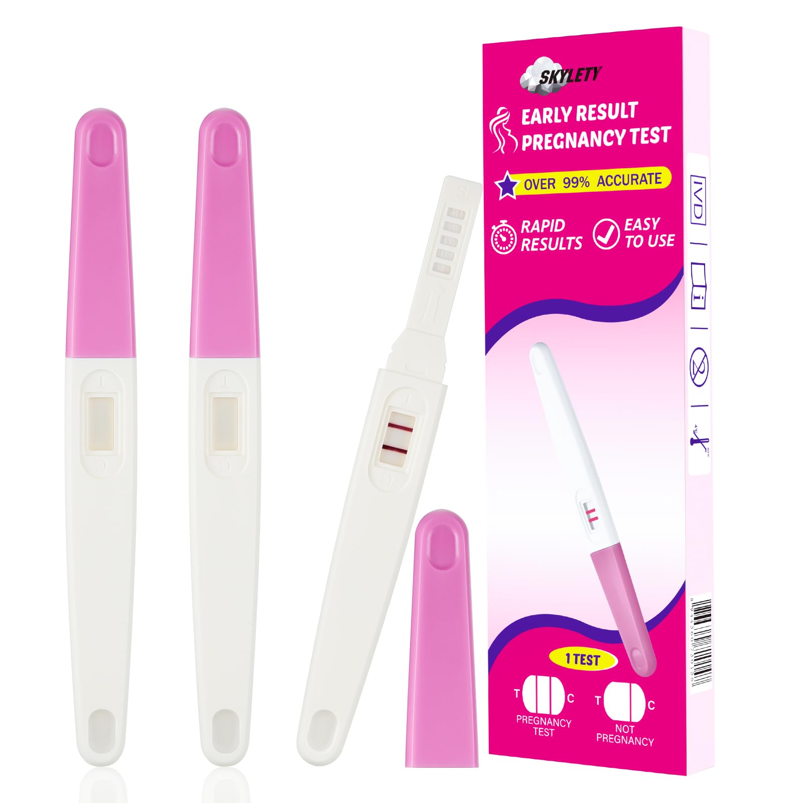 Foto 2 pulgar | Prueba De Embarazo De Broma Skylety Fake Positive Result X3 Pink - Venta Internacional.