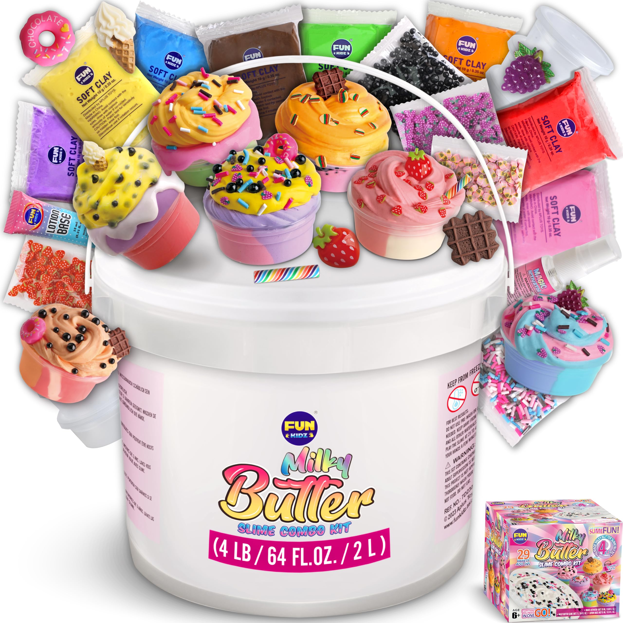 Foto 1 | Cubo Slime Kit Funkidz Milky Butter De 2 Litros Con 29 Complementos De 4 Libras - Venta Internacional.