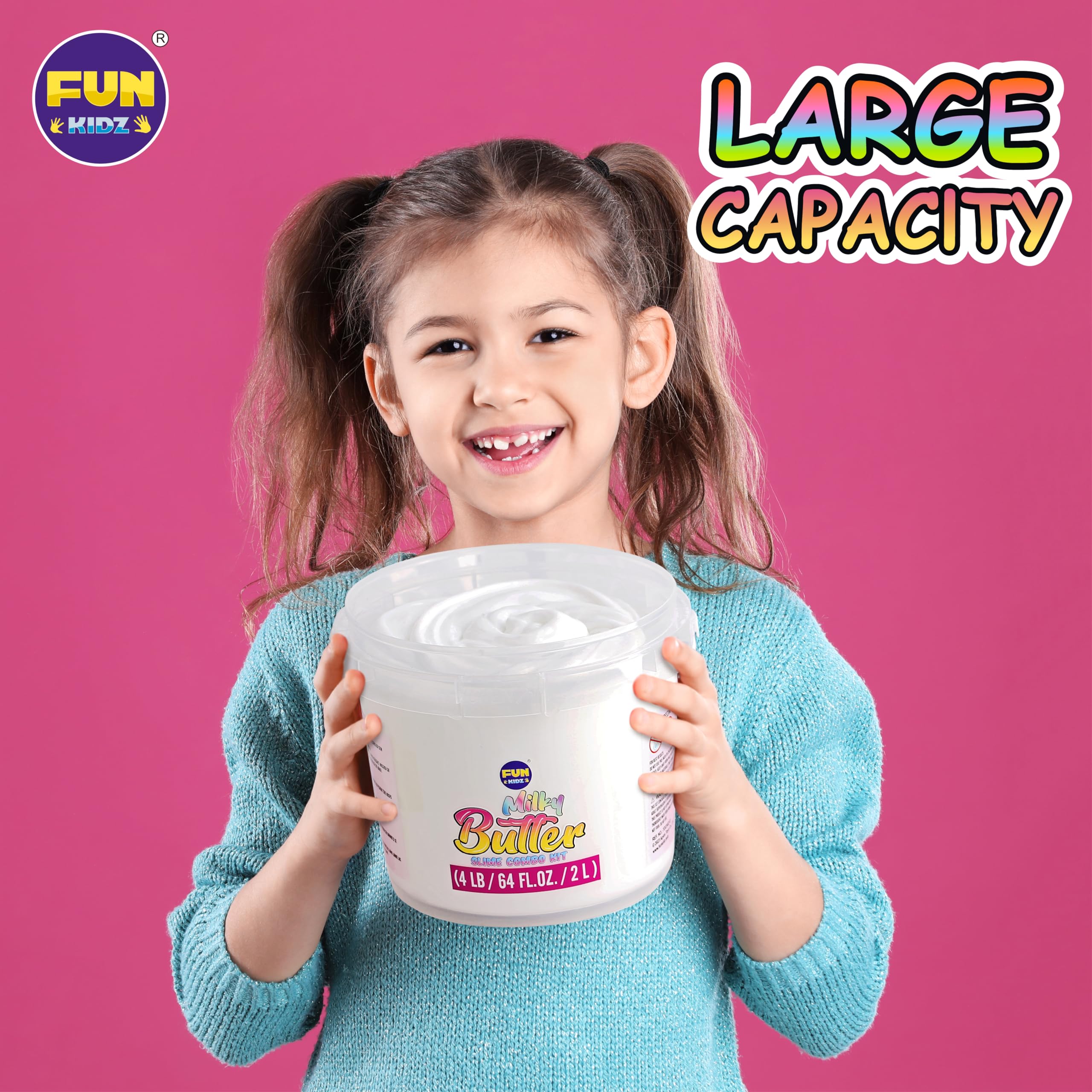 Foto 2 | Cubo Slime Kit Funkidz Milky Butter De 2 Litros Con 29 Complementos De 4 Libras - Venta Internacional.
