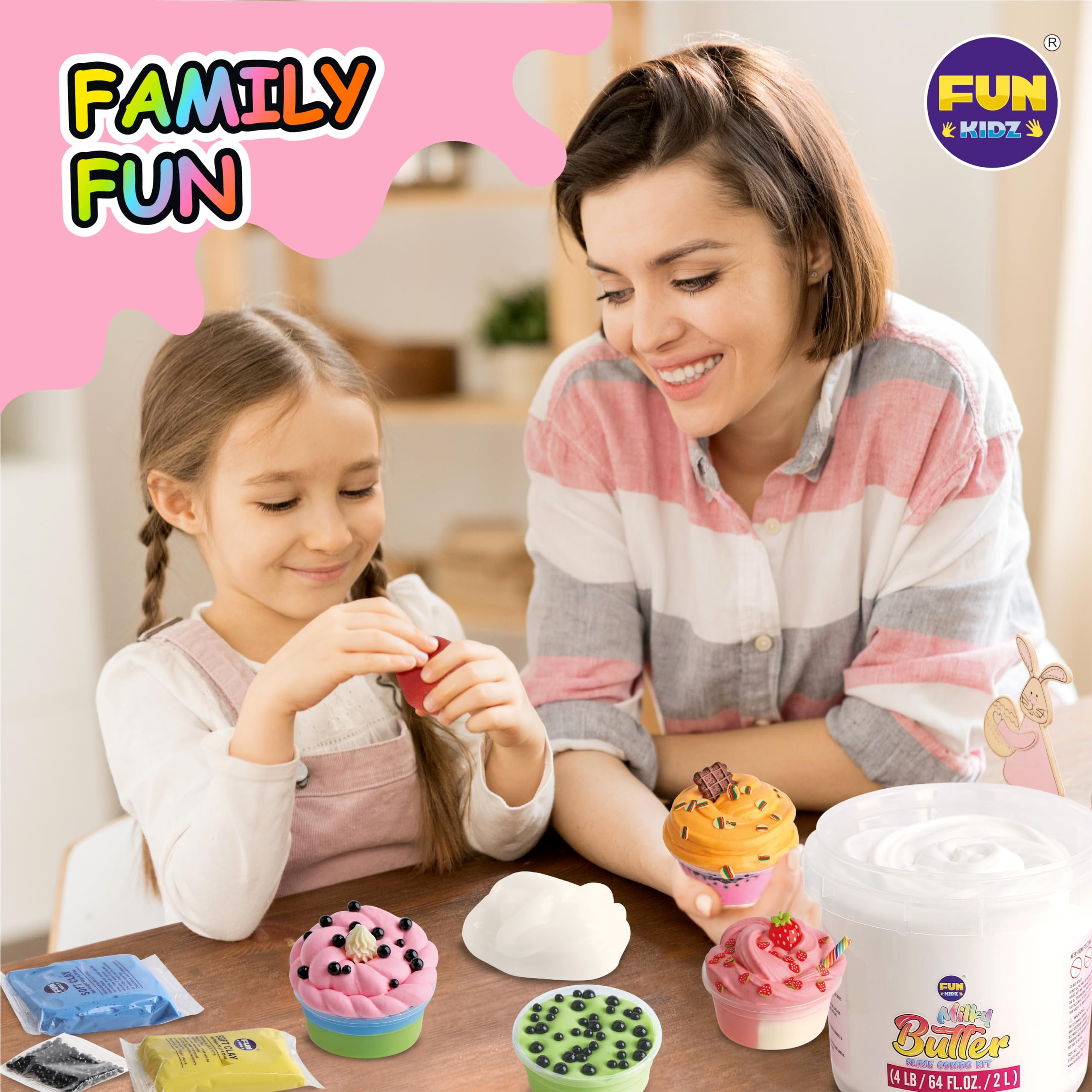 Foto 4 | Cubo Slime Kit Funkidz Milky Butter De 2 Litros Con 29 Complementos De 4 Libras - Venta Internacional.