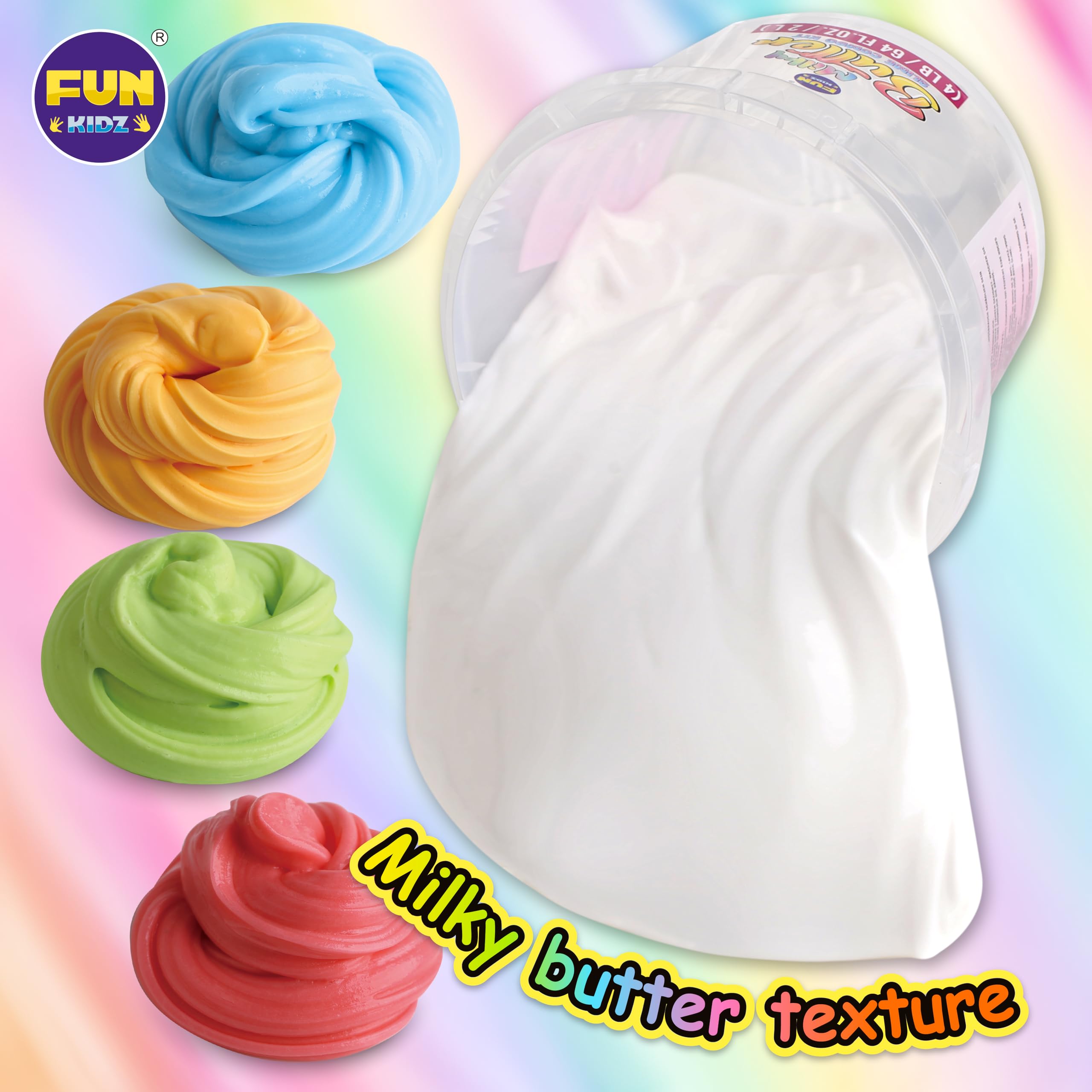 Foto 5 | Cubo Slime Kit Funkidz Milky Butter De 2 Litros Con 29 Complementos De 4 Libras - Venta Internacional.