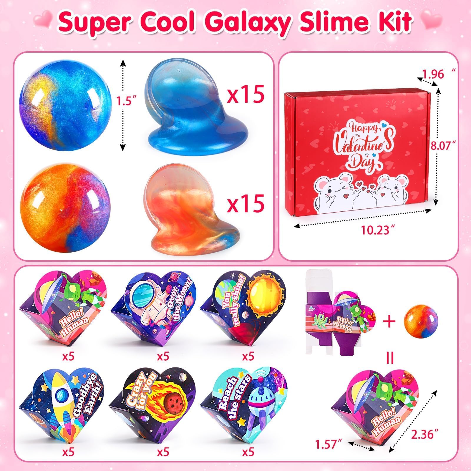 Foto 8 pulgar | Regalos Para El Día De San Valentín, Kits Galaxy Slime Ball, Paquete De 30 Unidades Para Niños - Venta Internacional.