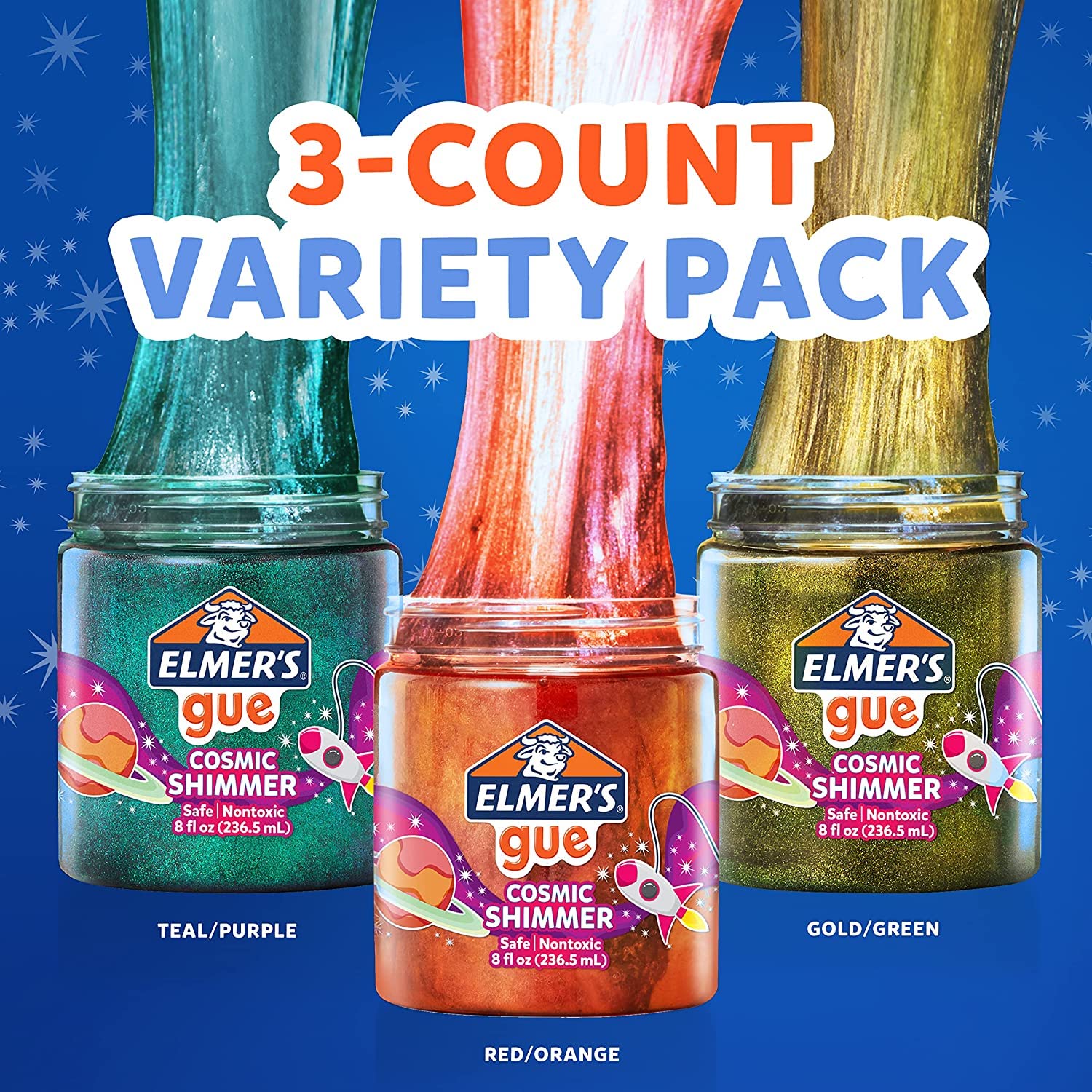 Foto 5 | Gue Cosmic Shimmer Glitter De Slime Elmer's, Paquete Variado De 3 Unidades - Venta Internacional.