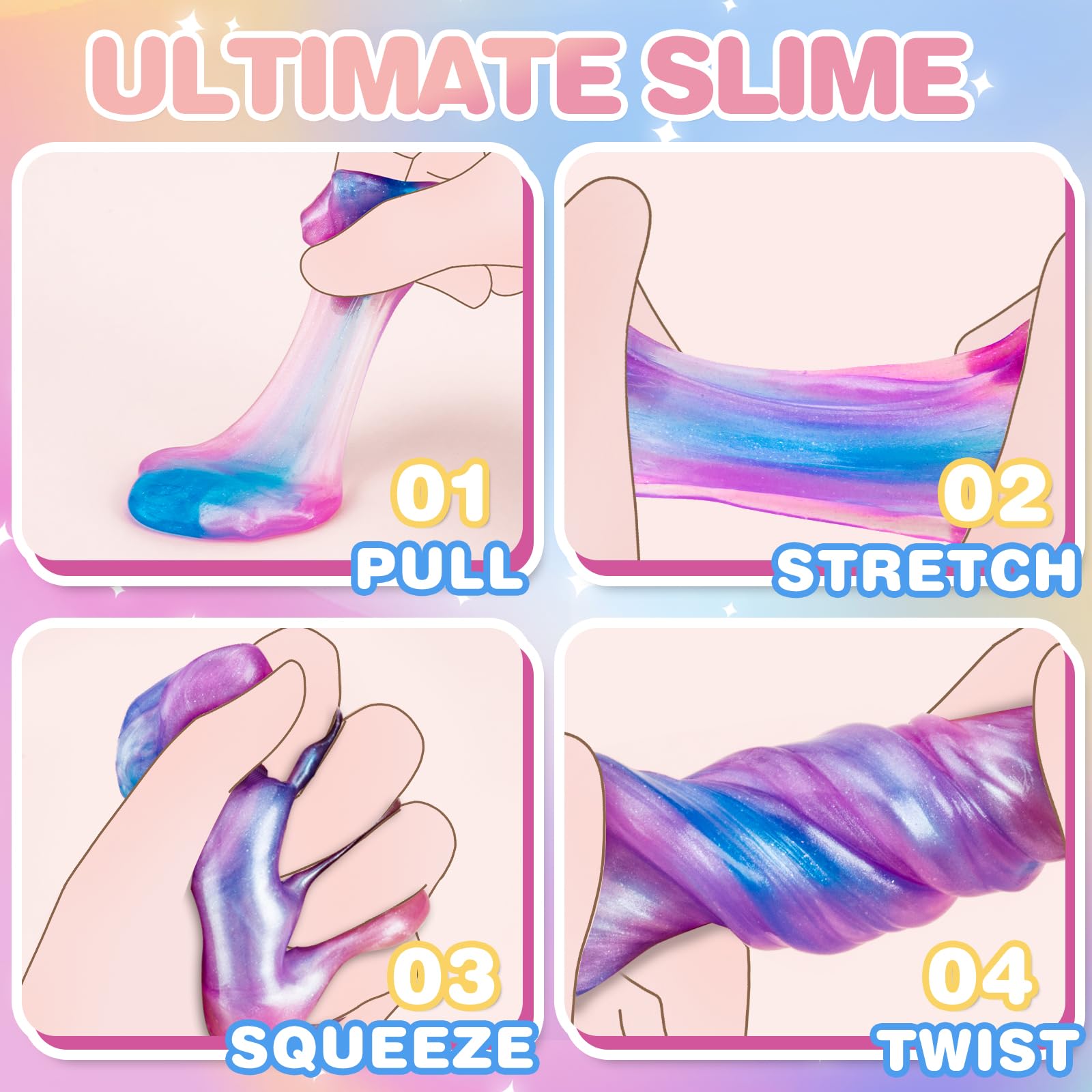 Foto 7 | Slime Kit Byonebye Unicorn, Paquete De 36 Unidades, Antiadherentes Y Elásticos - Venta Internacional.