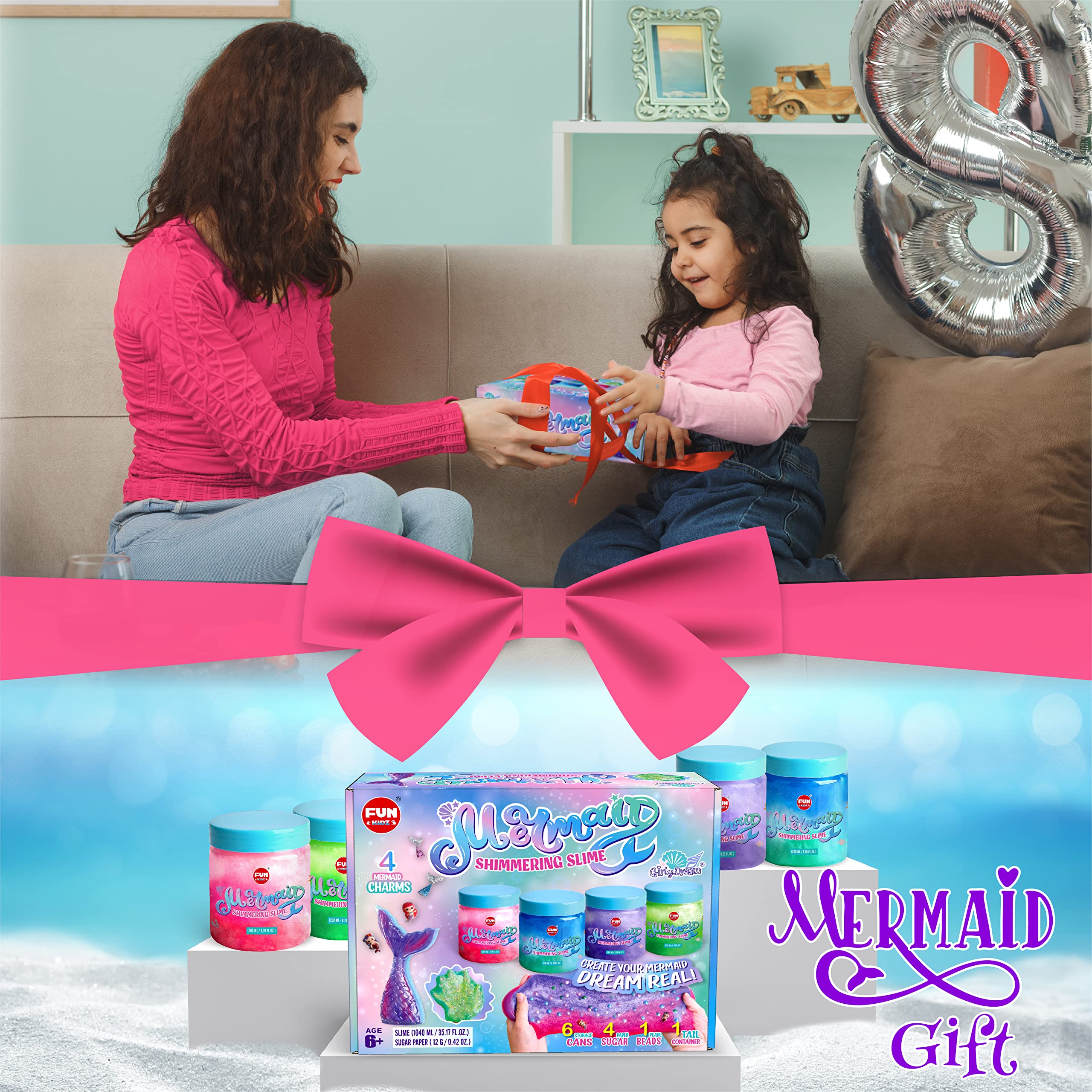 Foto 7 pulgar | Slime Toy Fun Kidz Summer Mermaid, 1 Litro, Para Niñas De 6 A 8 Años - Venta Internacional.