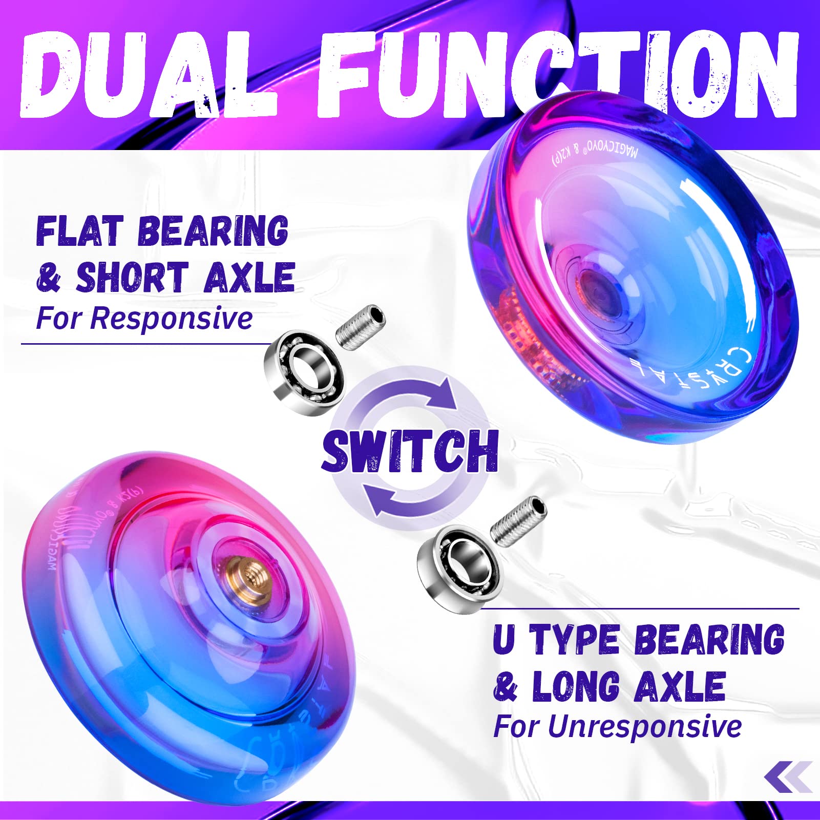 Foto 4 pulgar | Yoyo Magicyoyo K2 Crystal Purple Rose Gradient Para Niños - Venta Internacional.