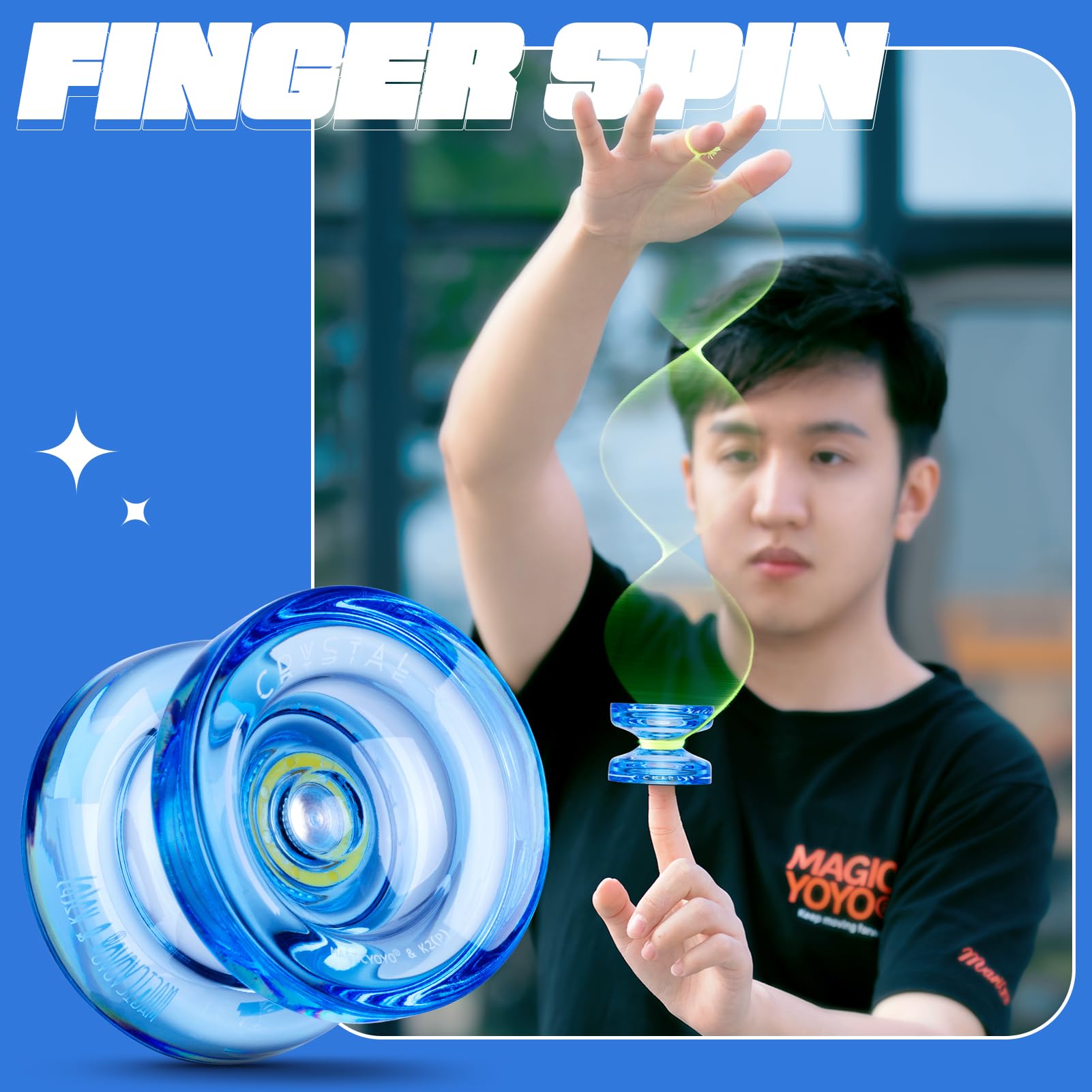 Foto 3 pulgar | Yoyo Magicyoyo K2 Crystal Blue Con 12 Cuerdas Y Bolsa Yo Yo - Venta Internacional.