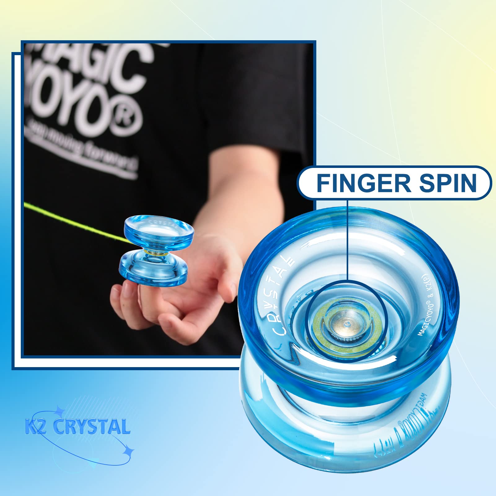 Foto 4 pulgar | Yoyo Magicyoyo K2 Crystal Blue Con 12 Cuerdas Y Bolsa Yo Yo - Venta Internacional.