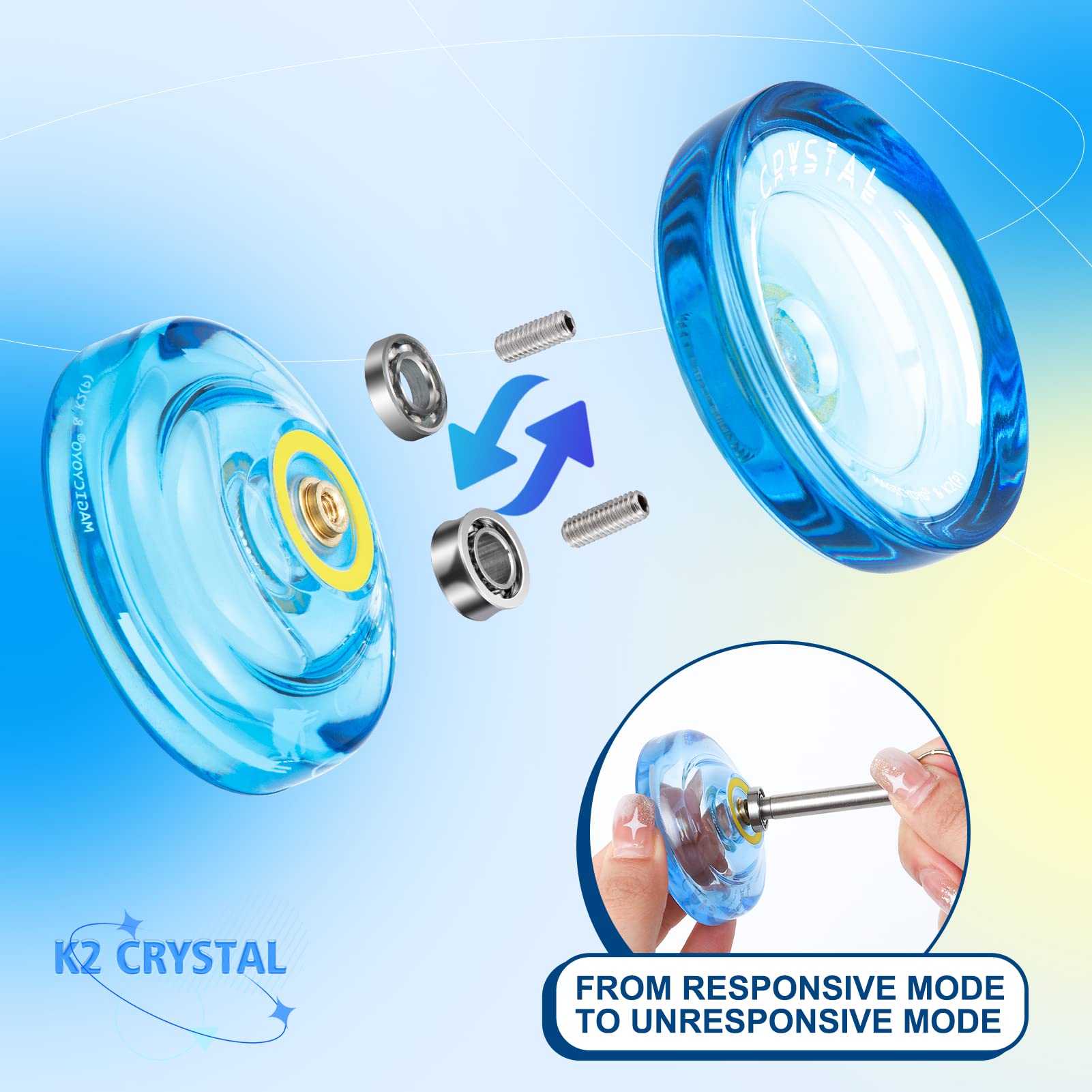 Foto 5 pulgar | Yoyo Magicyoyo K2 Crystal Blue Con 12 Cuerdas Y Bolsa Yo Yo - Venta Internacional.