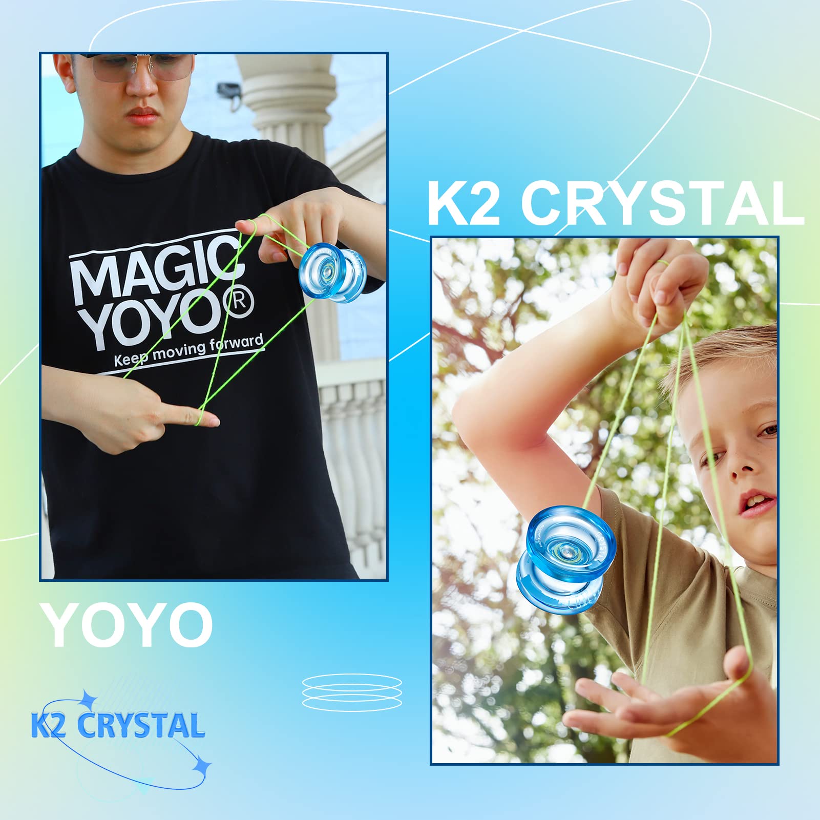 Foto 7 pulgar | Yoyo Magicyoyo K2 Crystal Blue Con 12 Cuerdas Y Bolsa Yo Yo - Venta Internacional.