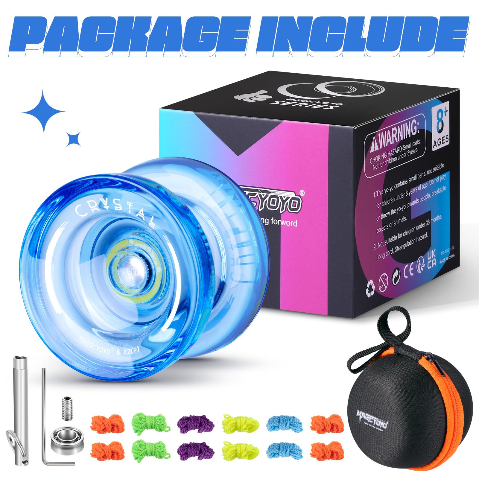 Foto 8 pulgar | Yoyo Magicyoyo K2 Crystal Blue Con 12 Cuerdas Y Bolsa Yo Yo - Venta Internacional.