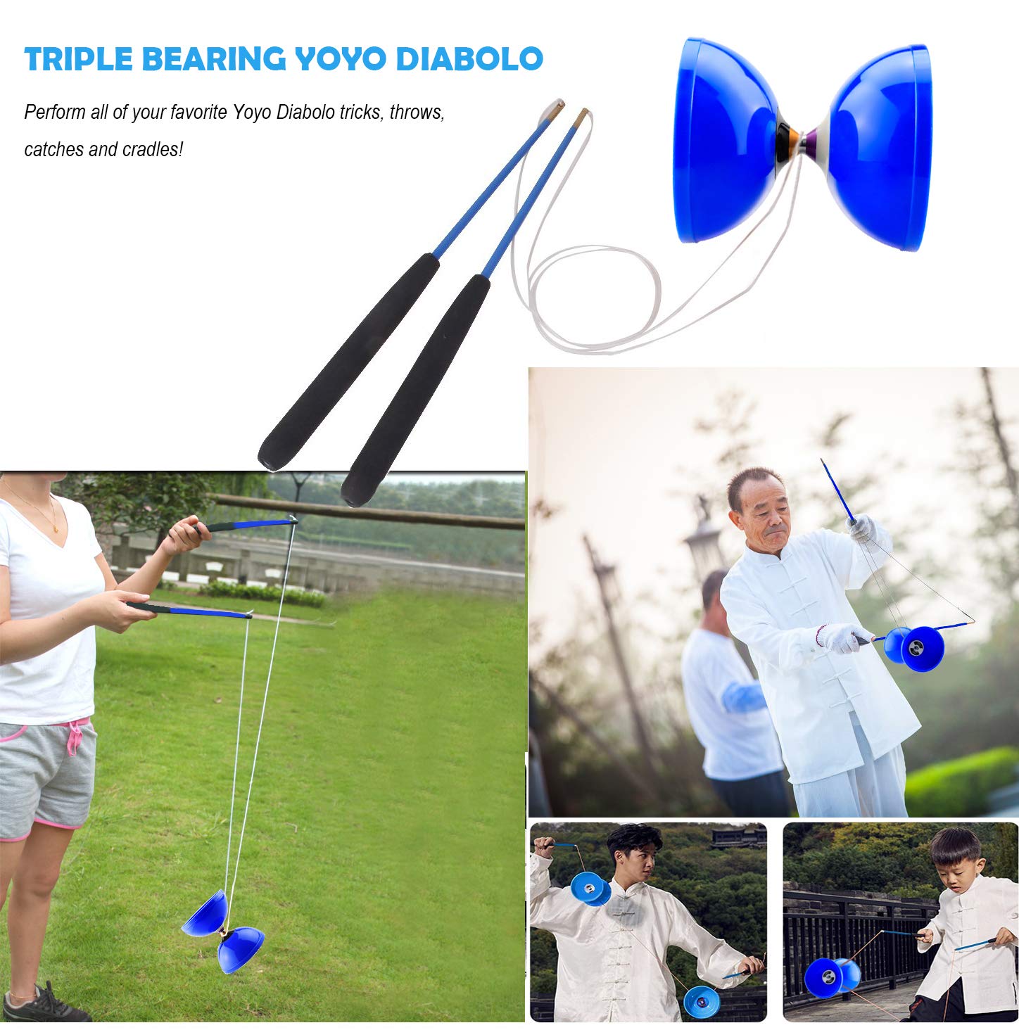 Foto 6 pulgar | Triple Rodamiento Diabolo Magicyoyo Pro, Tamaño Mediano, 13 Cm, Azul - Venta Internacional.