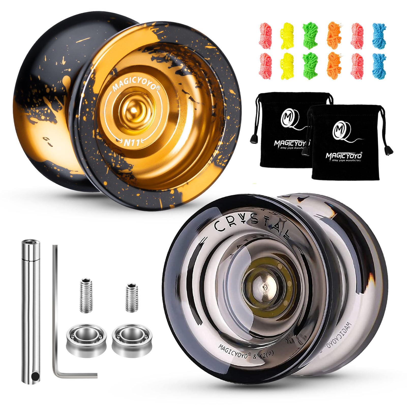 Yoyo Magicyoyo K2 Crystal Black Y N11, Paquete De 2 Con Accesorios - Venta Internacional.