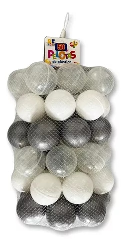 Malla Con 50 Pelotas Bf Toys Plata Blanco Y Transparente Coppel