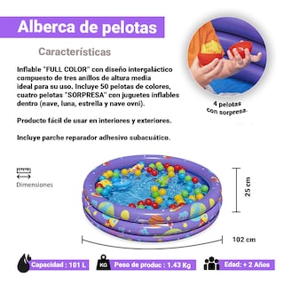 Foto 2 | Alberca De Pelotas Infantil Piscina Infable Redonda Diseño Espacial
