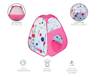 Foto 4 | Alberca Pelotas Tunel Infantil 3 En 1 Tienda De Camapaña Para Niños Basitex Color Rosa
