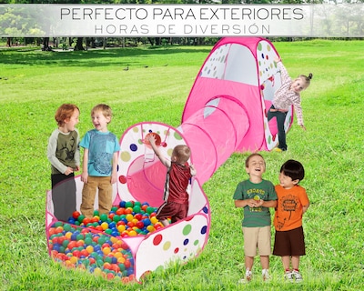 Foto 7 | Alberca Pelotas Tunel Infantil 3 En 1 Tienda De Camapaña Para Niños Basitex Color Rosa
