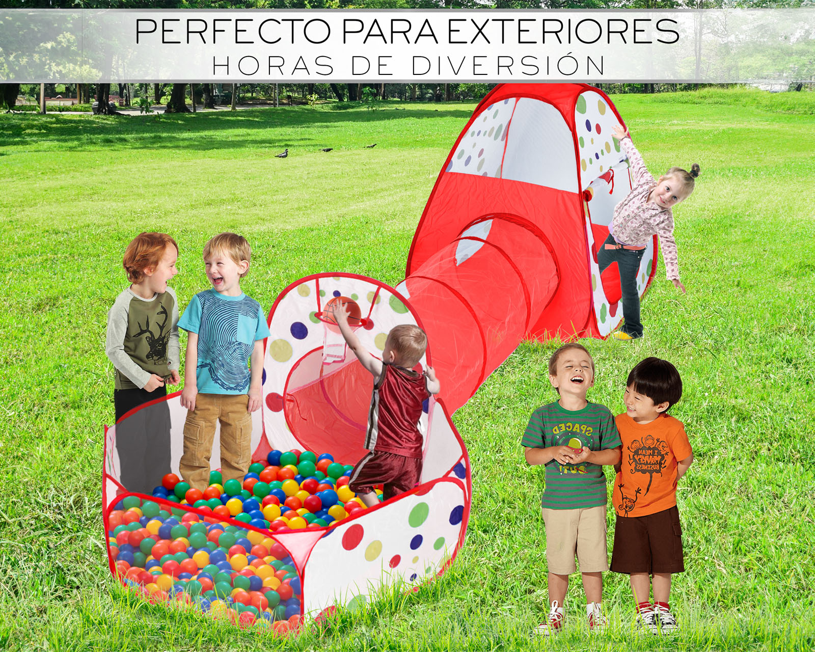 Foto 7 pulgar | Alberca Pelotas Tunel Infantil 3 En 1 Tienda De Camapaña Para Niños Basitex Color Rojo