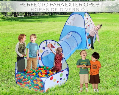 Foto 6 | Alberca Pelotas Tunel Infantil 3 En 1 Tienda De Camapaña Para Niños Basitex Color Azul