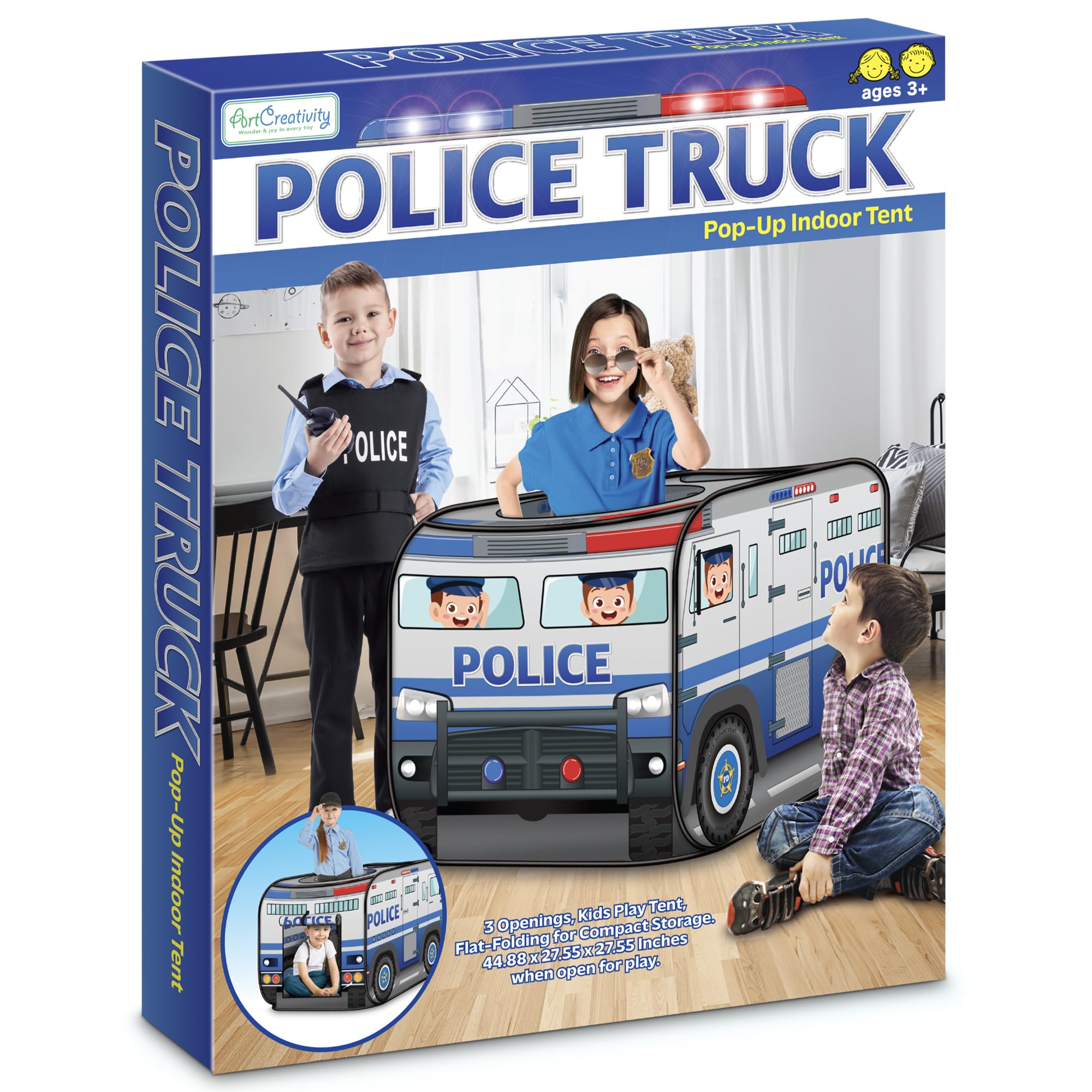 Foto 1 | Coche De Policía Play Tent Artcreativity Para Niños Mayores De 3 Años - Venta Internacional.