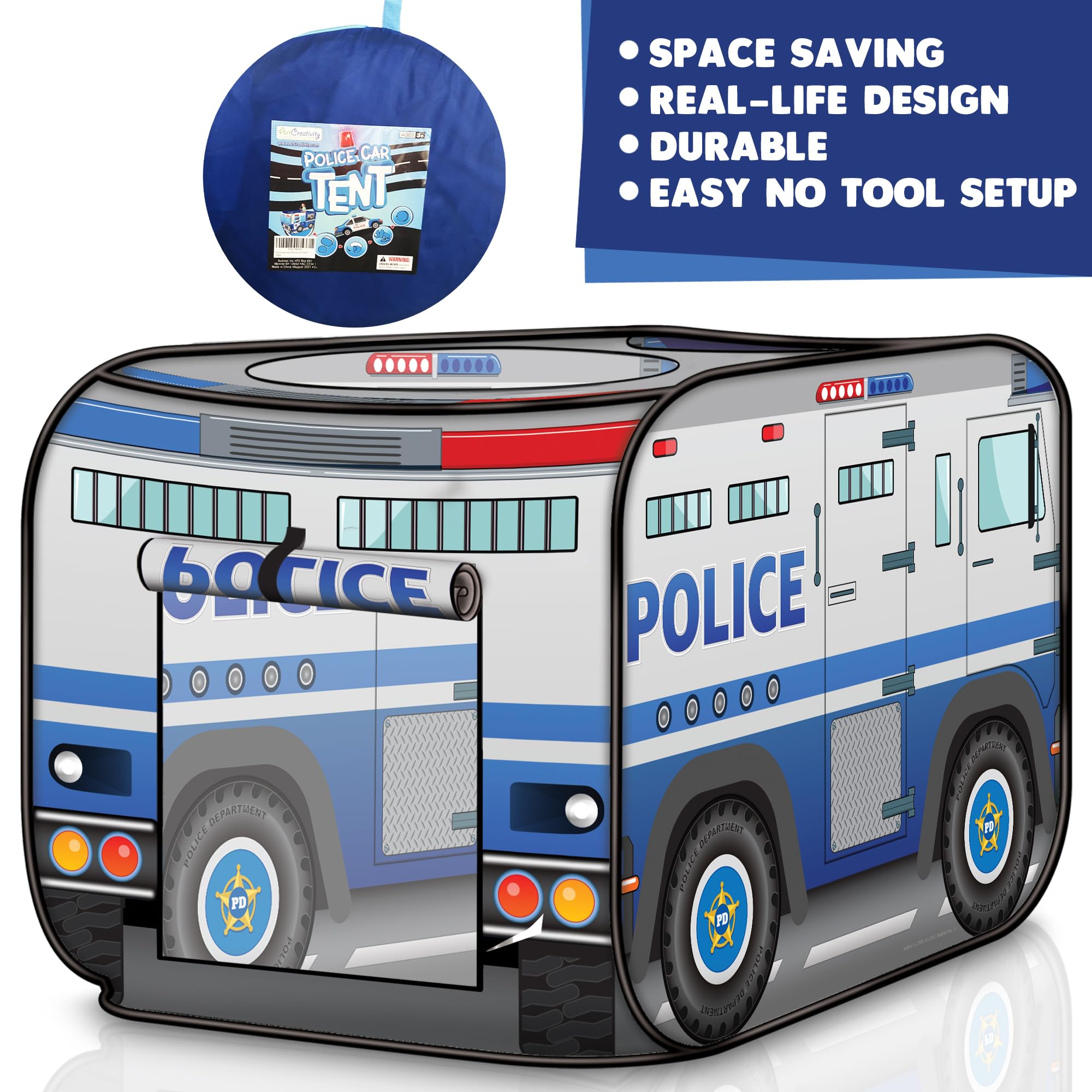 Foto 3 pulgar | Coche De Policía Play Tent Artcreativity Para Niños Mayores De 3 Años - Venta Internacional.