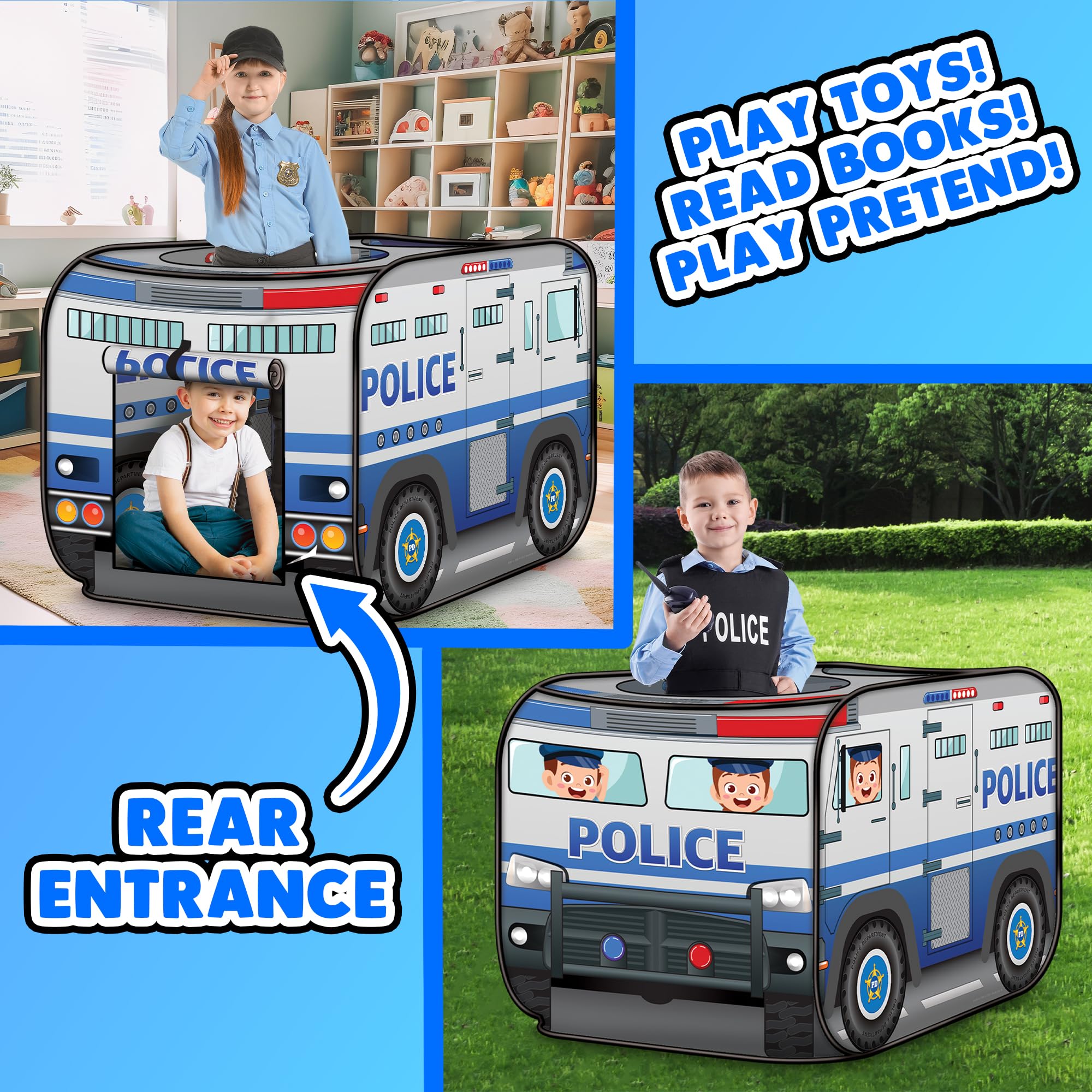 Foto 5 pulgar | Coche De Policía Play Tent Artcreativity Para Niños Mayores De 3 Años - Venta Internacional.