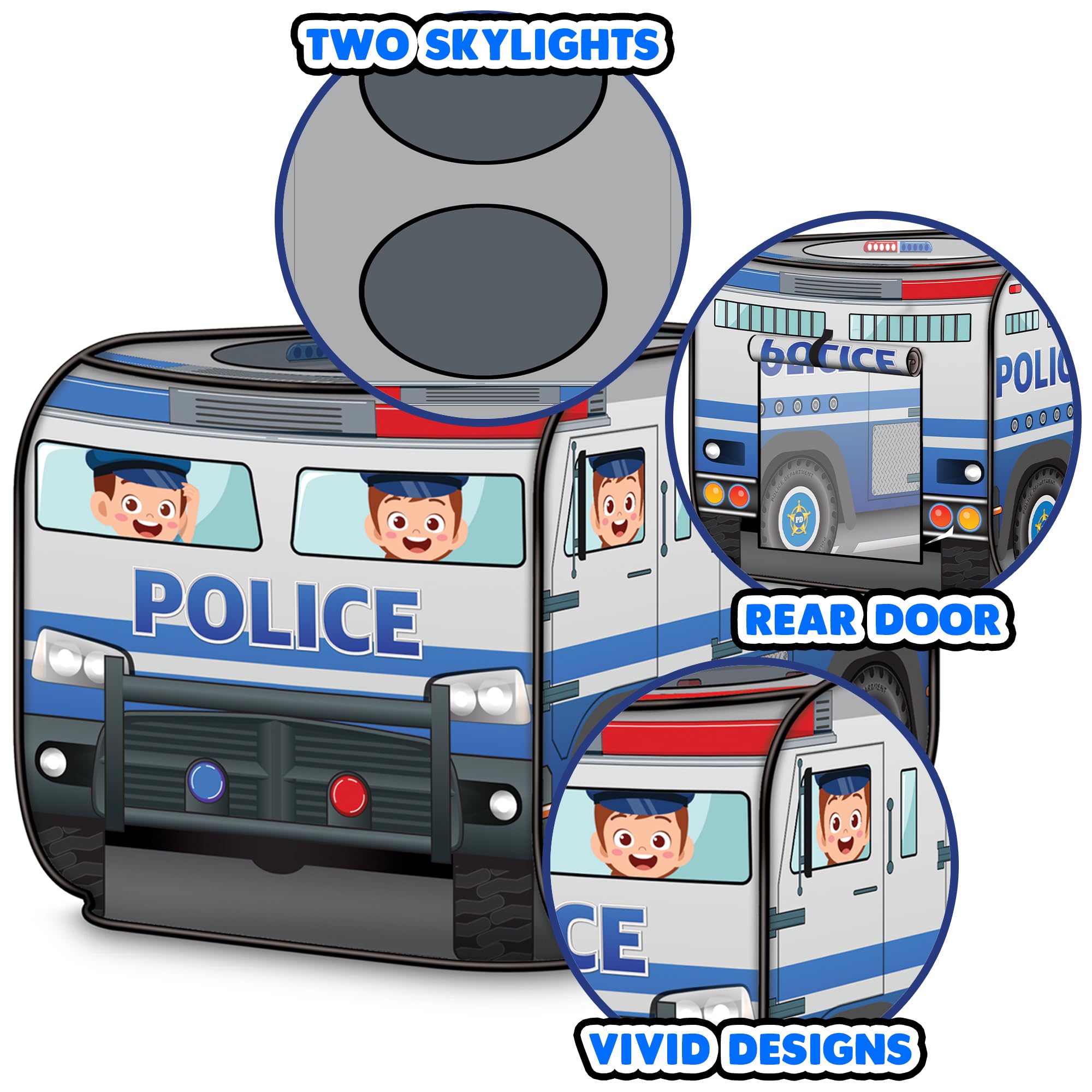 Foto 6 pulgar | Coche De Policía Play Tent Artcreativity Para Niños Mayores De 3 Años - Venta Internacional.