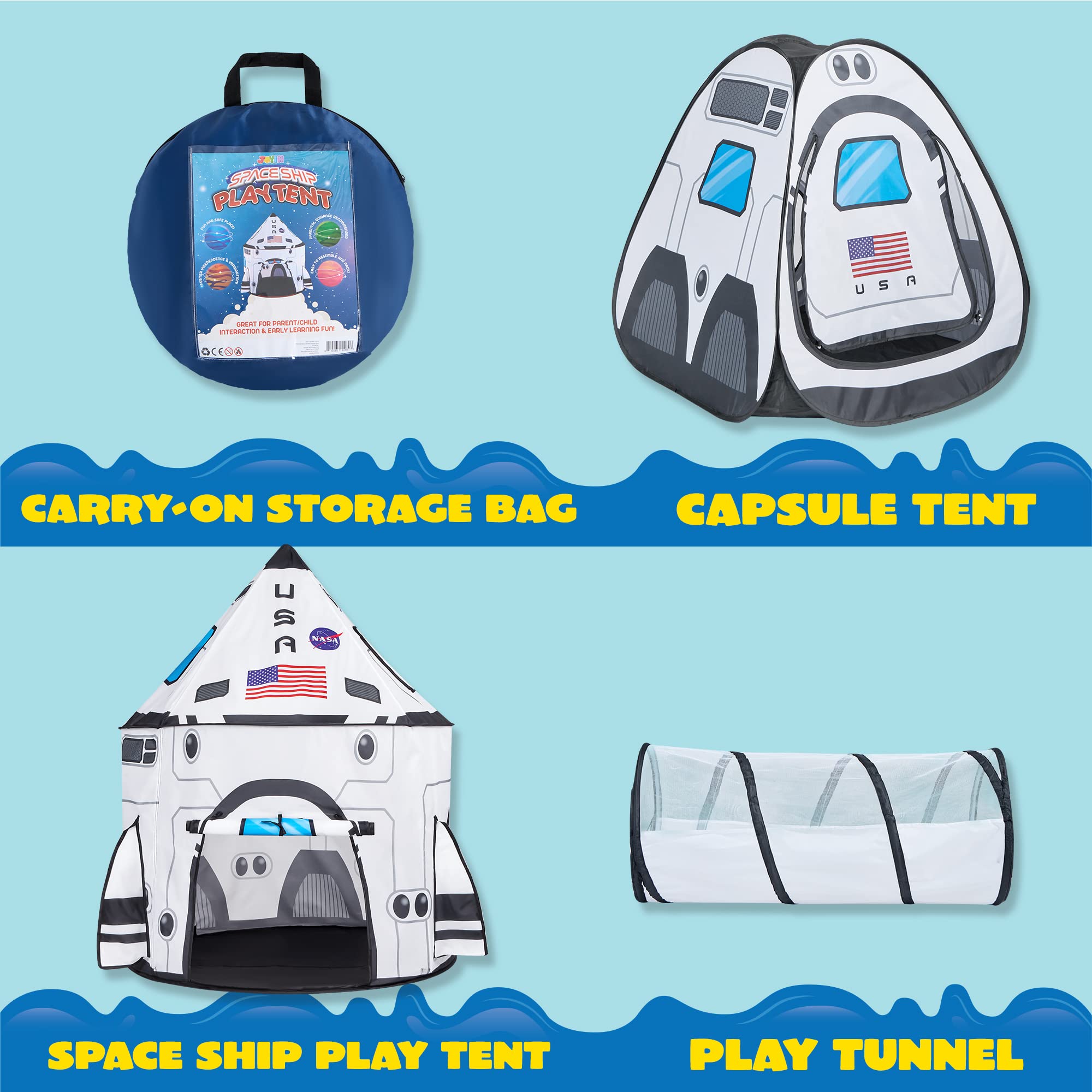 Foto 2 | Carpa De Juego Joyin White Rocket Ship Con Túnel Y Casita De Juegos - Venta Internacional.