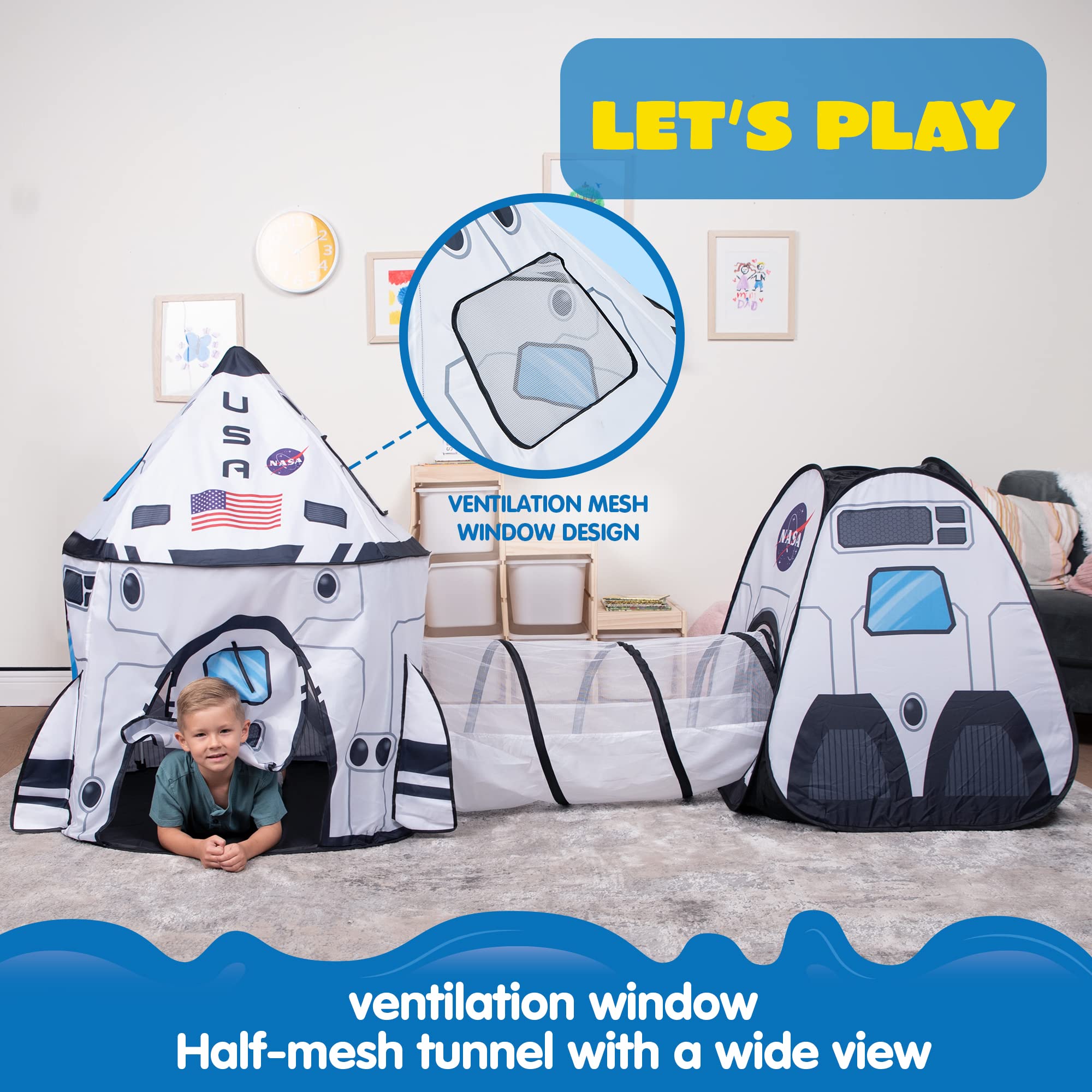 Foto 3 | Carpa De Juego Joyin White Rocket Ship Con Túnel Y Casita De Juegos - Venta Internacional.