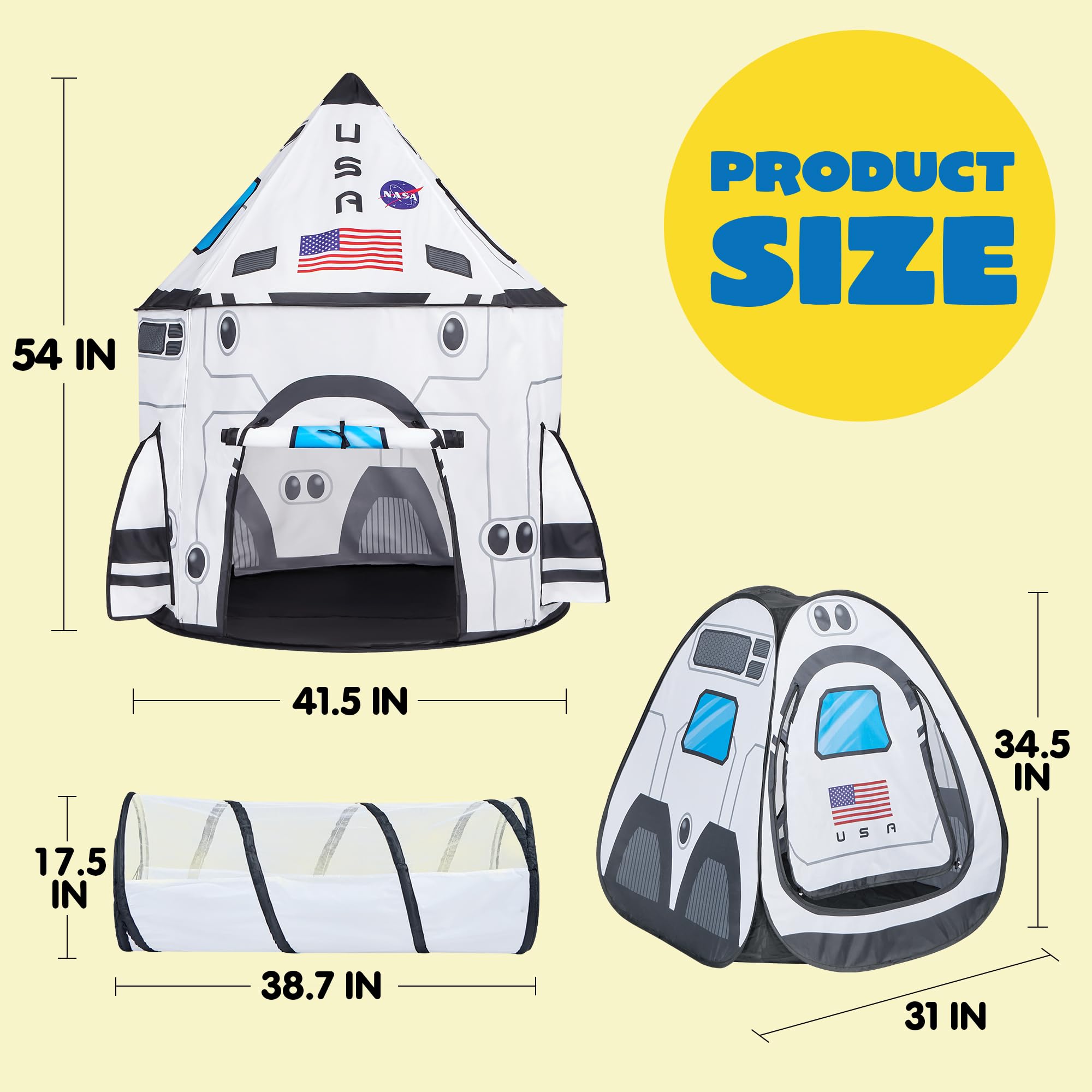 Foto 7 pulgar | Carpa De Juego Joyin White Rocket Ship Con Túnel Y Casita De Juegos - Venta Internacional.