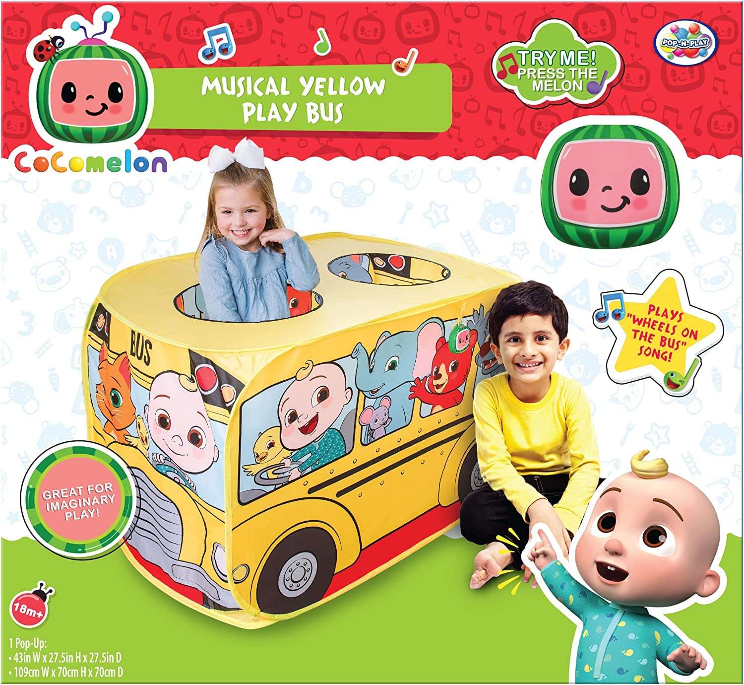 Foto 2 | Carpa Plegable Cocomelon Musical, Autobús Escolar Amarillo Para Más De 2 Años - Venta Internacional.
