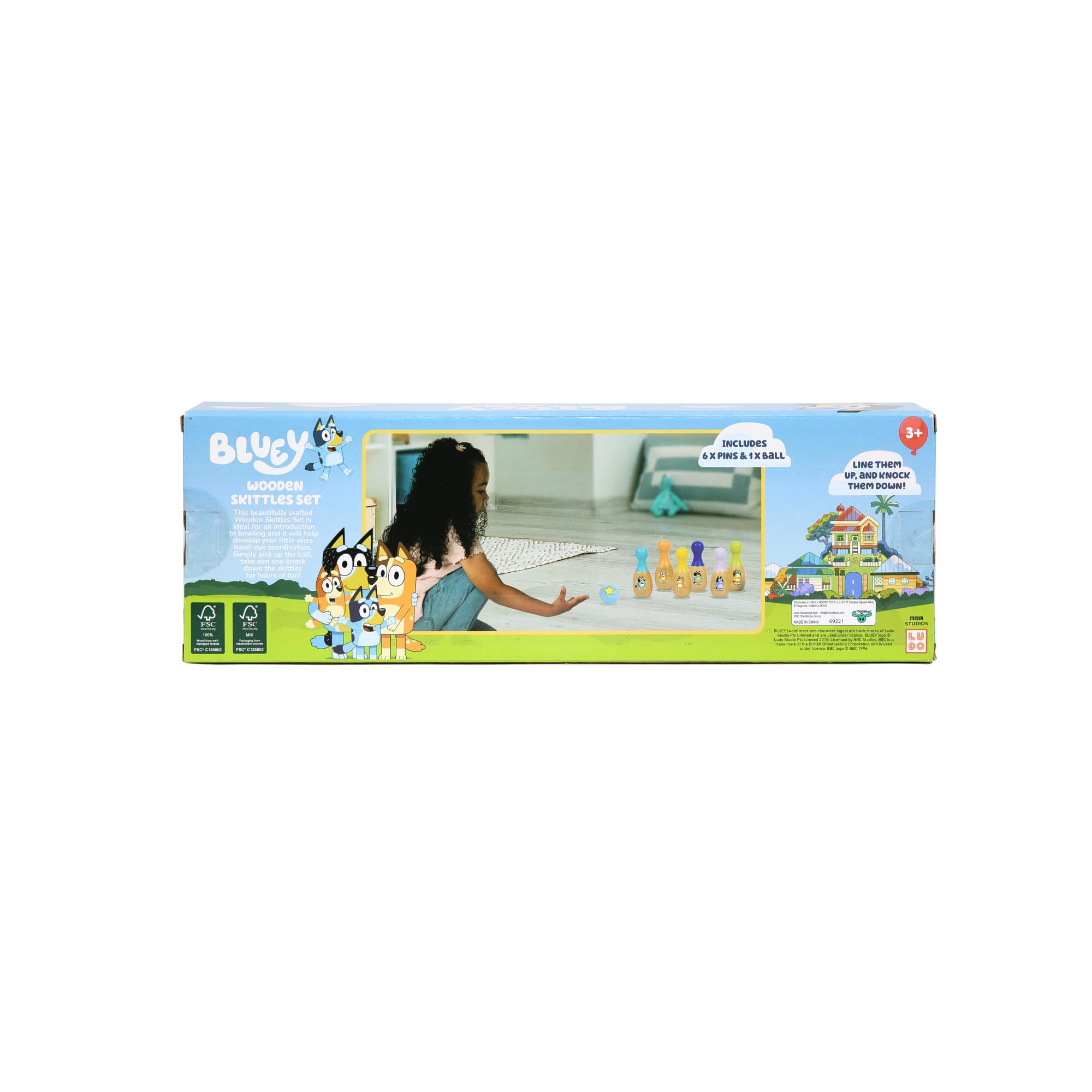 Foto 3 pulgar | Juego De Bolos Bluey Wooden Skittles Para Interiores Y Exteriores Para Niños De 3 Años O Más - Venta Internacional.