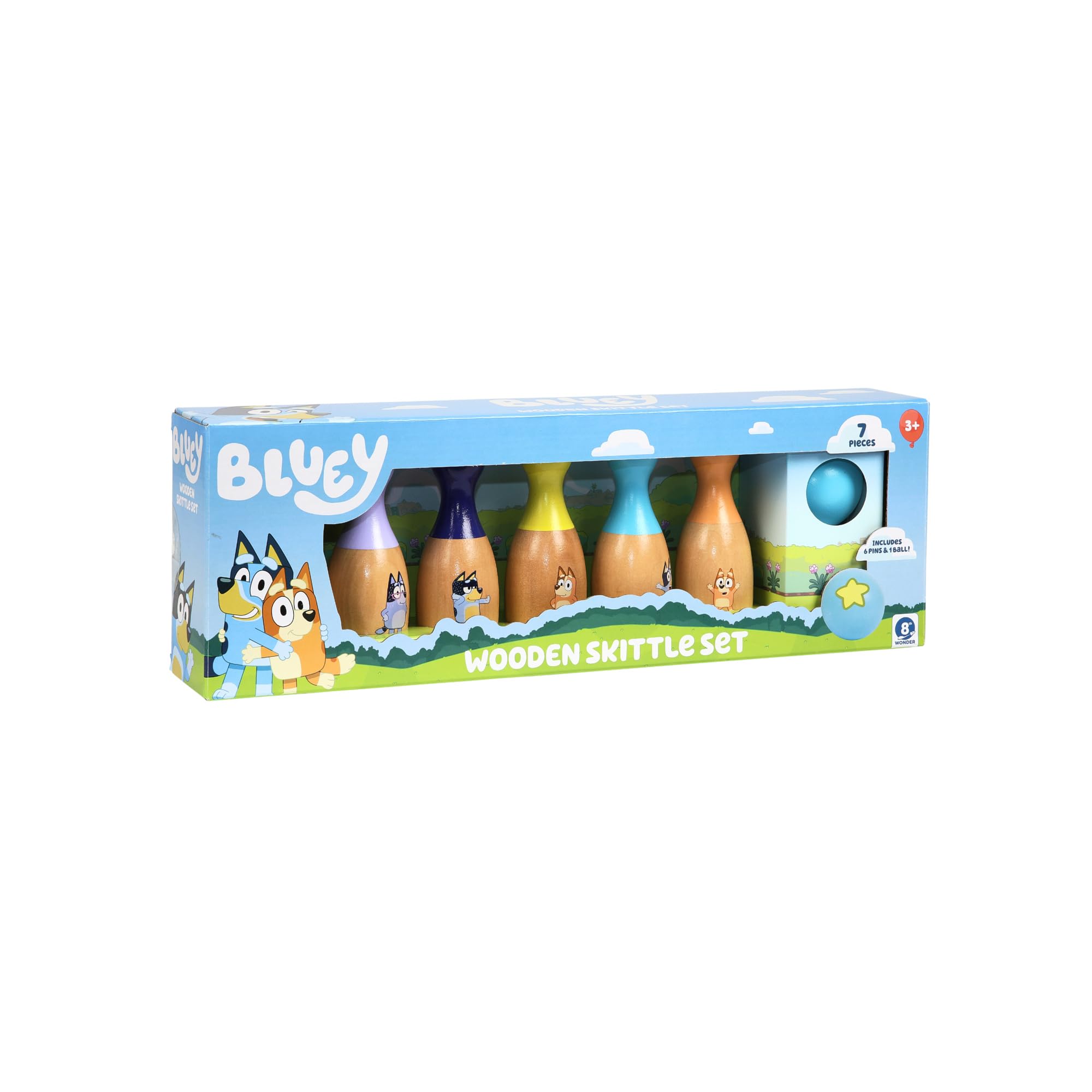 Foto 5 pulgar | Juego De Bolos Bluey Wooden Skittles Para Interiores Y Exteriores Para Niños De 3 Años O Más - Venta Internacional.
