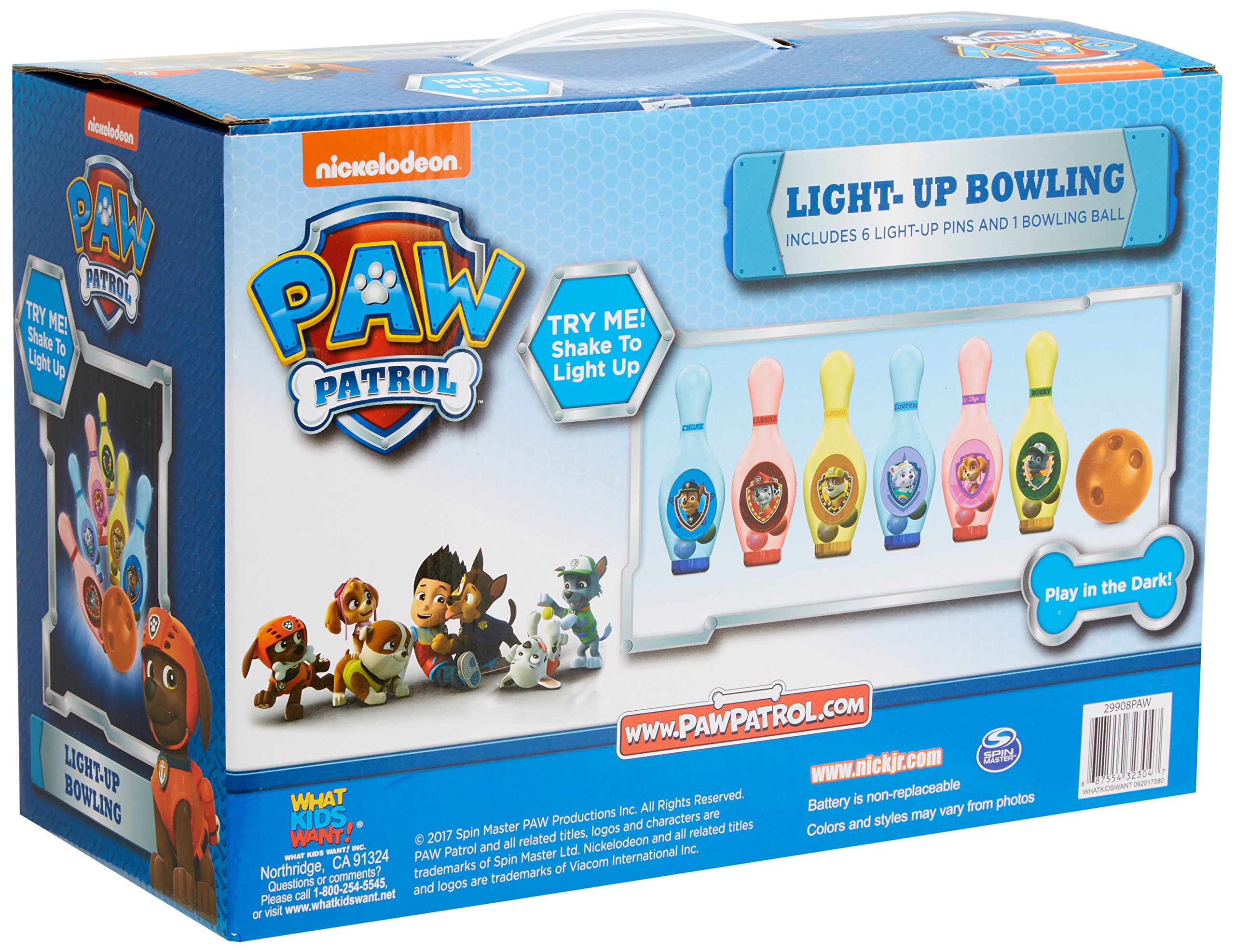 Foto 4 pulgar | Set De Bolos Nickelodeon Paw Patrol Light Up Con 6 Pines Y Bola - Venta Internacional.
