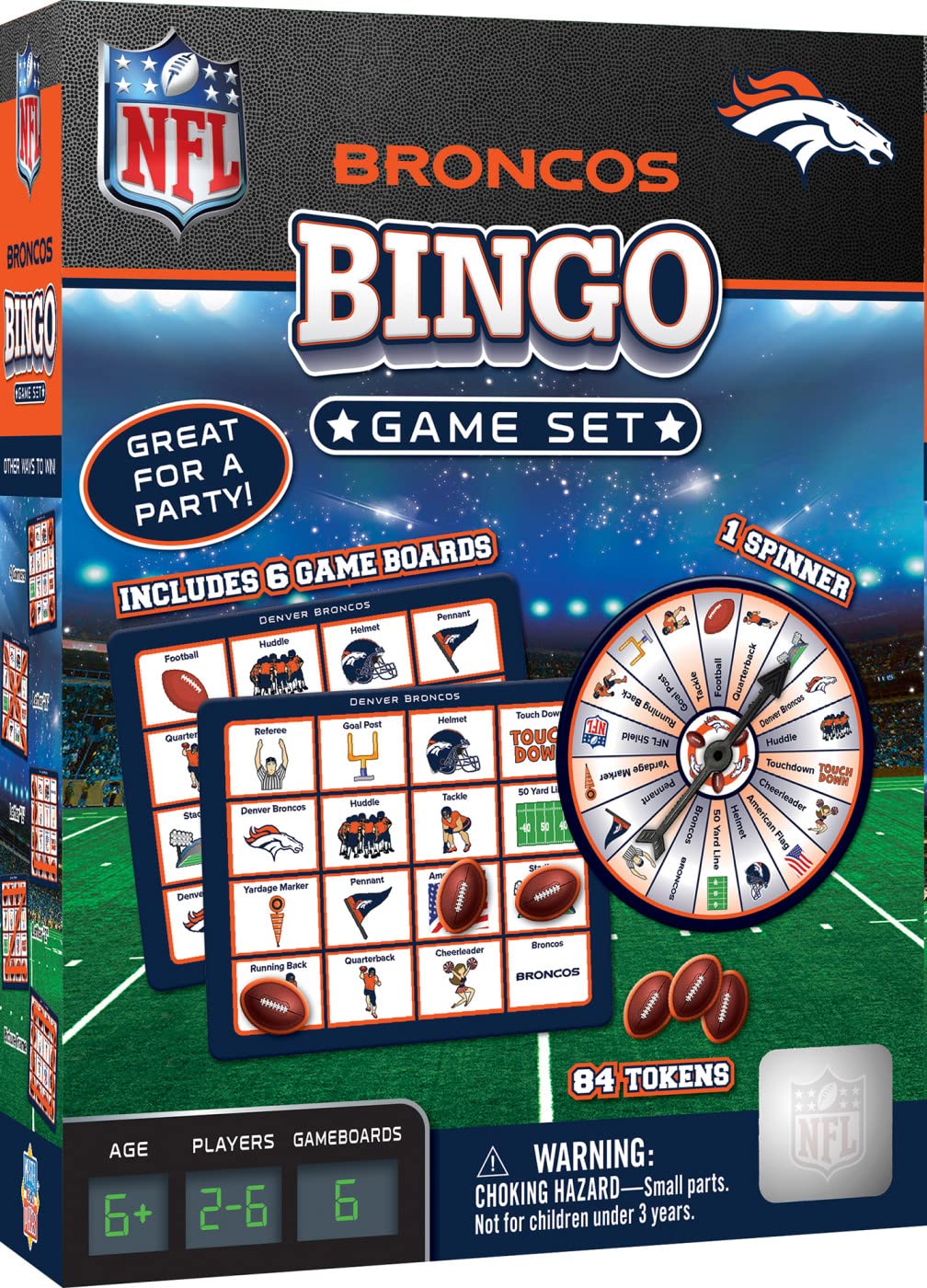 Foto 2 pulgar | Juego De Bingo Masterpieces Nfl Denver Broncos Para Niños Mayores De 3 Años - Venta Internacional.