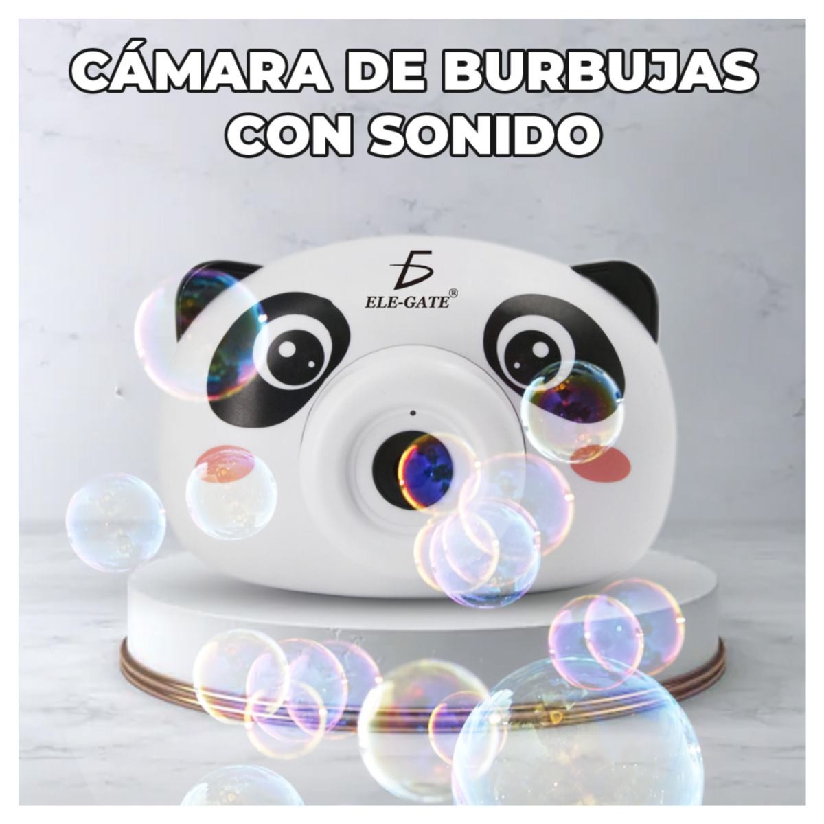 Foto 4 pulgar | Máquina De Burbujas Automática Cámara Forma De Panda Color Blanco